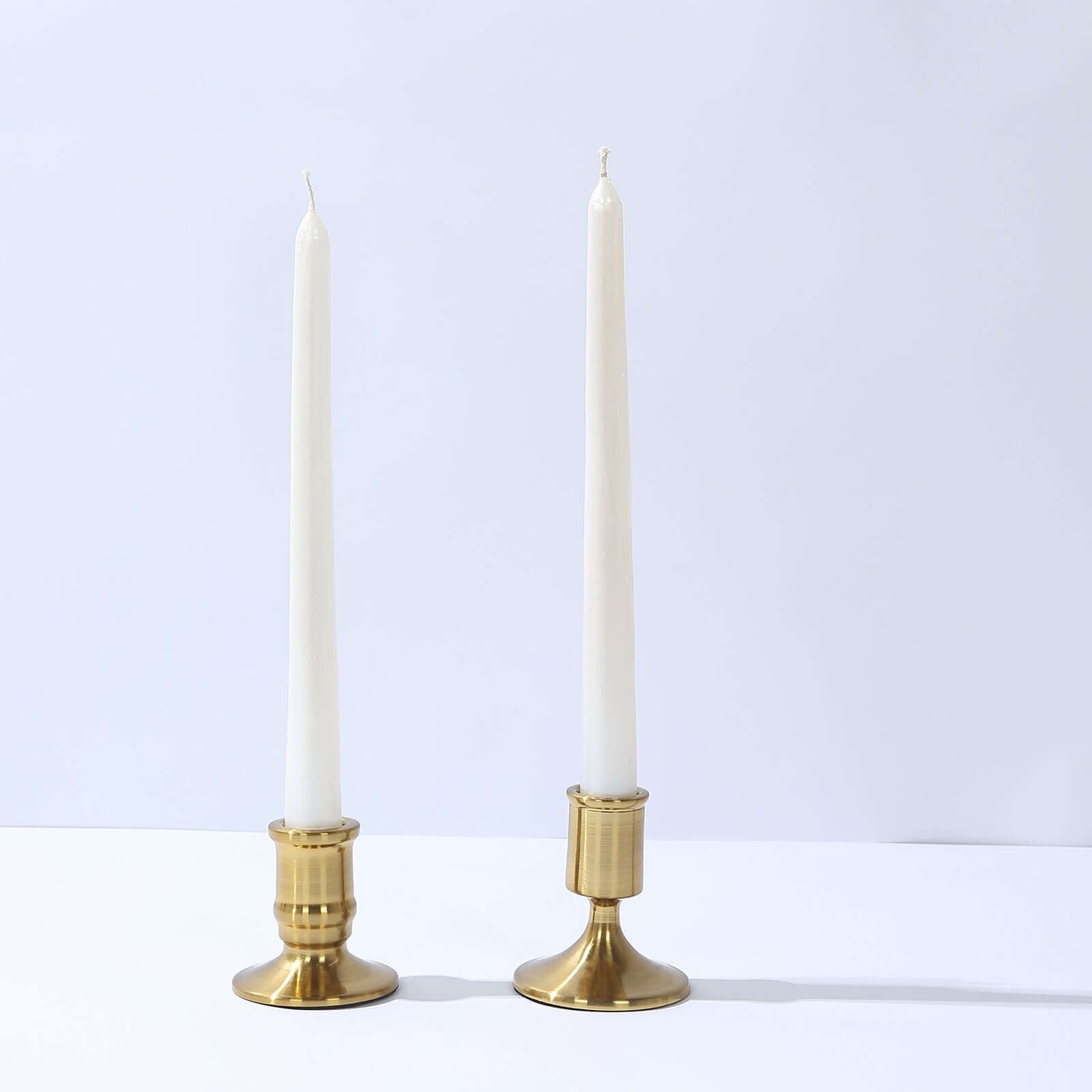 Set of 4 Metal Taper Candle Holders Vintage Gold with Sturdy Round Base - Traditional Pillar Candlestick Holders 2.5, 3