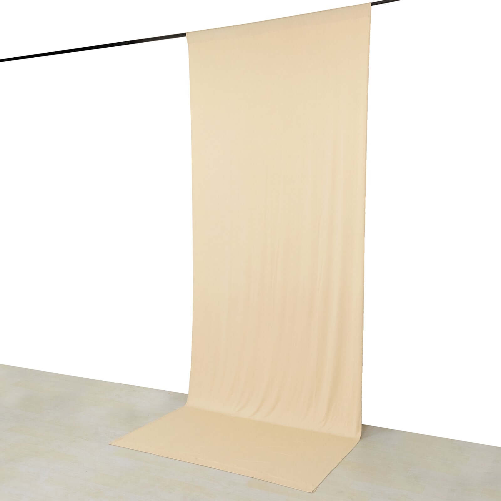 Beige 4-Way Stretch Spandex Event Curtain Drapes, Wrinkle Free Backdrop Event Panel with Rod Pockets - 5ftx12ft