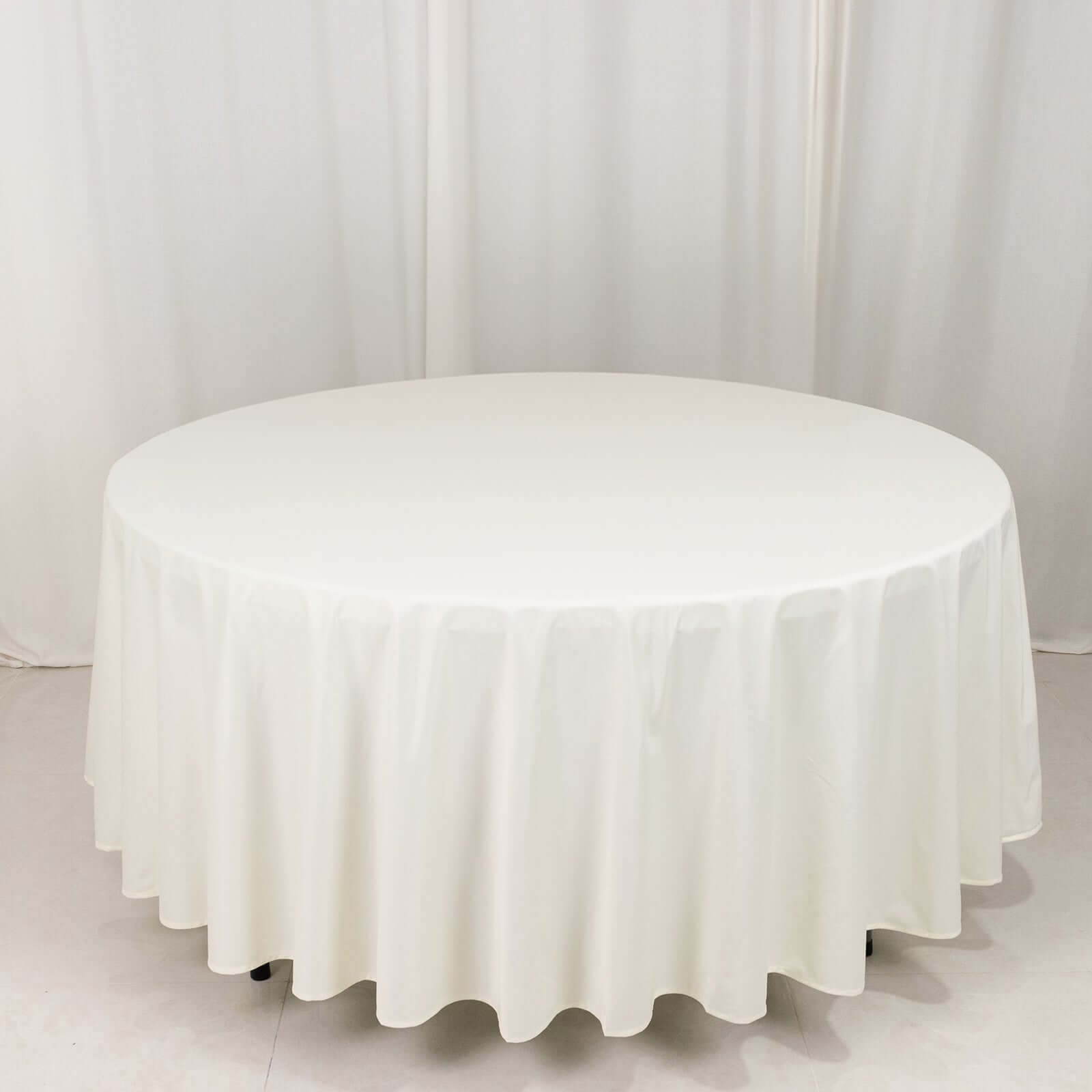 Premium Scuba Round 108 Tablecloth Ivory - Wrinkle Free & Stain Resistant Table Cover