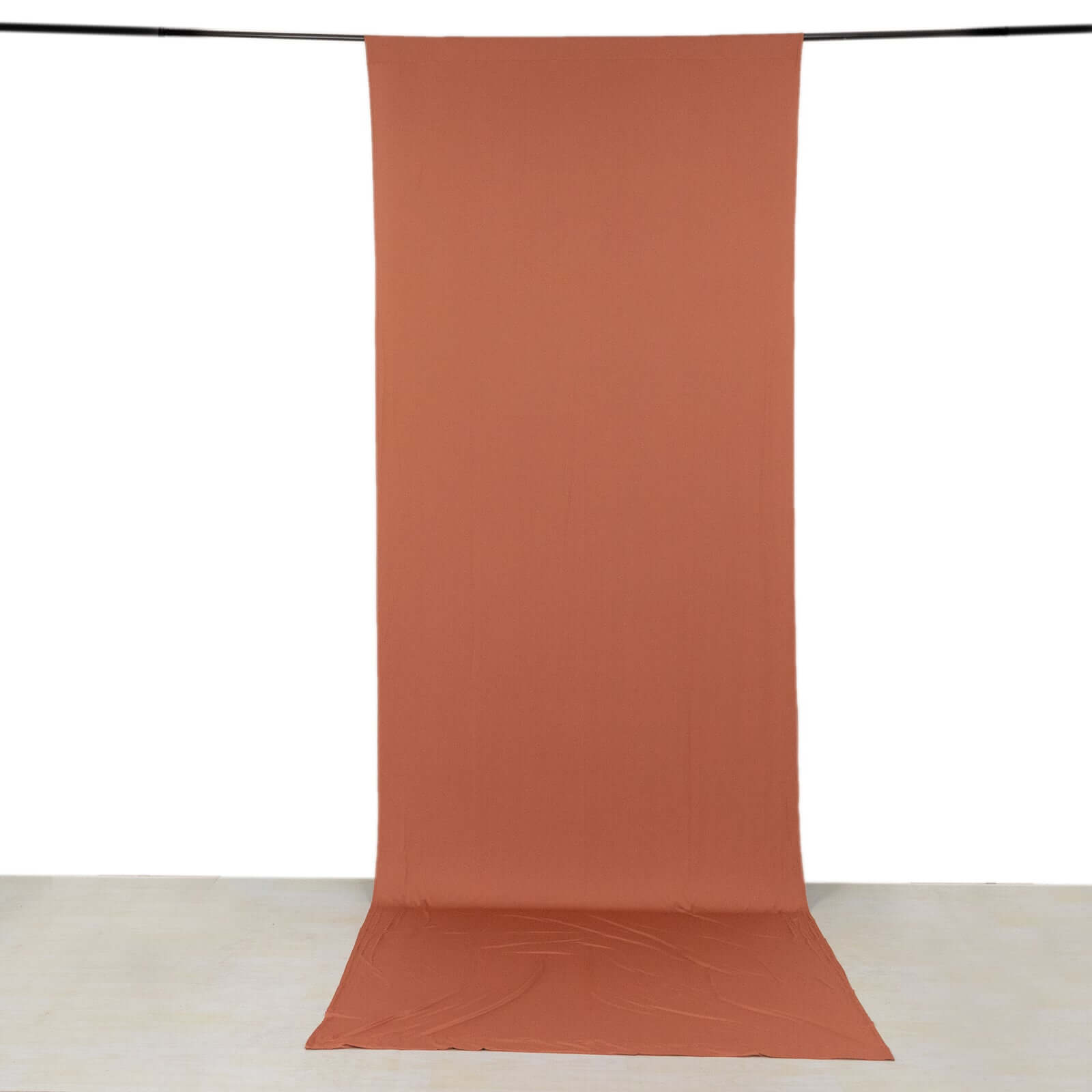 Terracotta (Rust) 4-Way Stretch Spandex Event Curtain Drapes, Wrinkle Free Backdrop Event Panel with Rod Pockets - 5ftx14ft