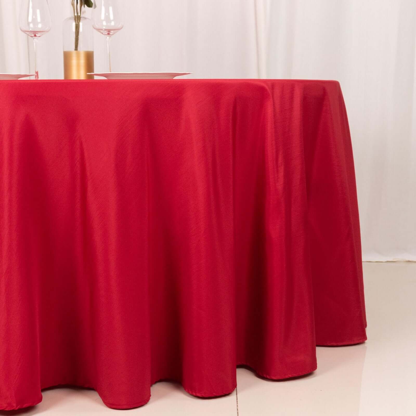 Polyester 120 Round Tablecloth Wine - Seamless Wrinkle-Resistant Table Cover