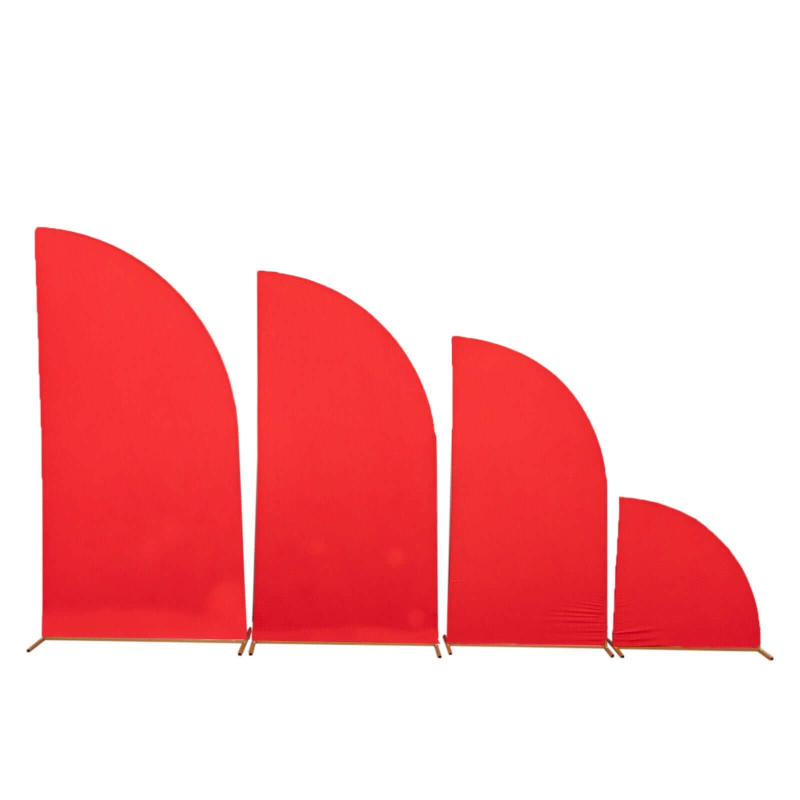 Set of 4 Matte Red Spandex Half Moon Chiara Backdrop Stand Covers, Custom Fitted Wedding Arch Covers - 2.5ft,5ft,6ft,7ft