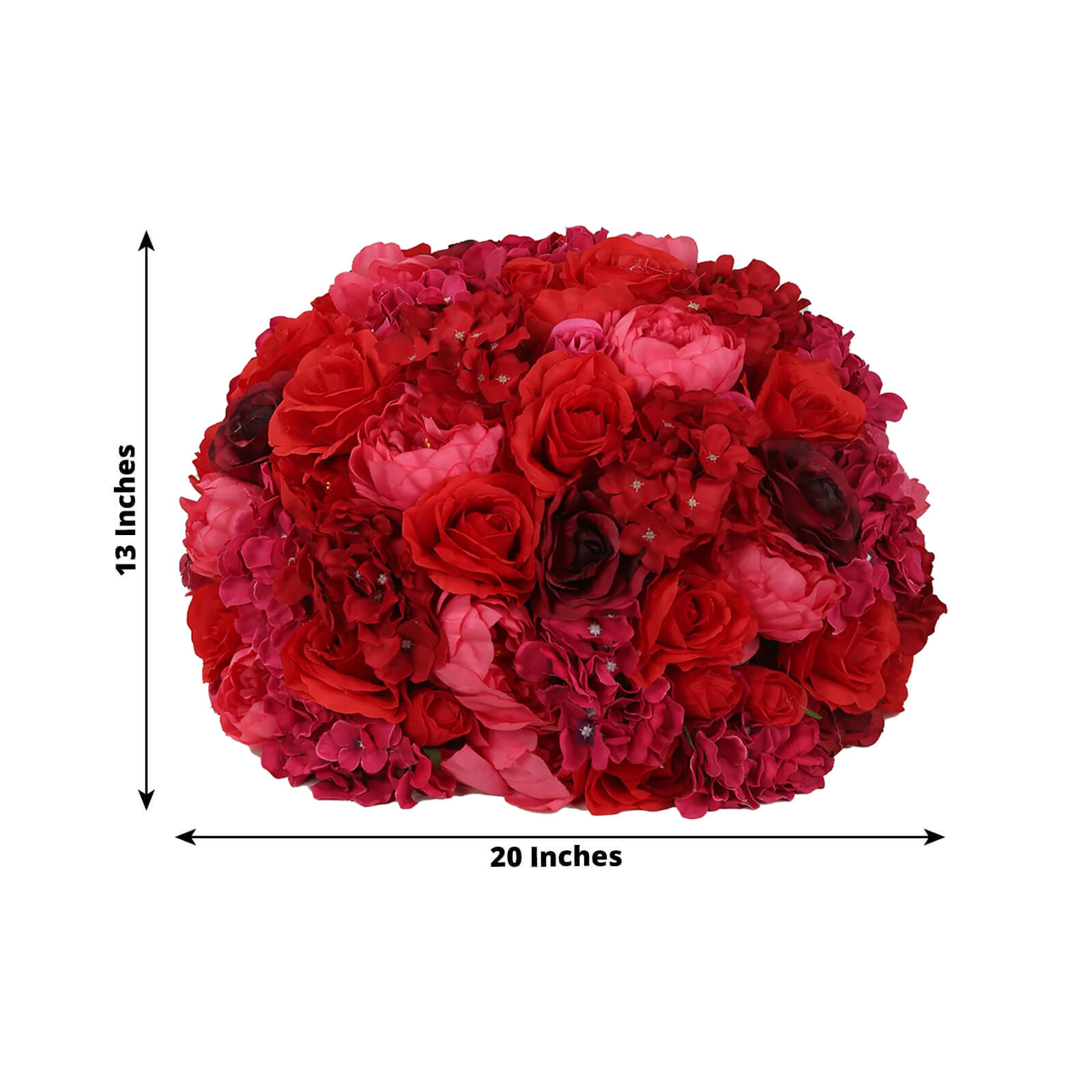 Pre-Arranged Silk Rose Bouquet Floral Arrangement Table Decor, Large Red Artificial Rose Flower Balls Wedding Centerpieces - 20