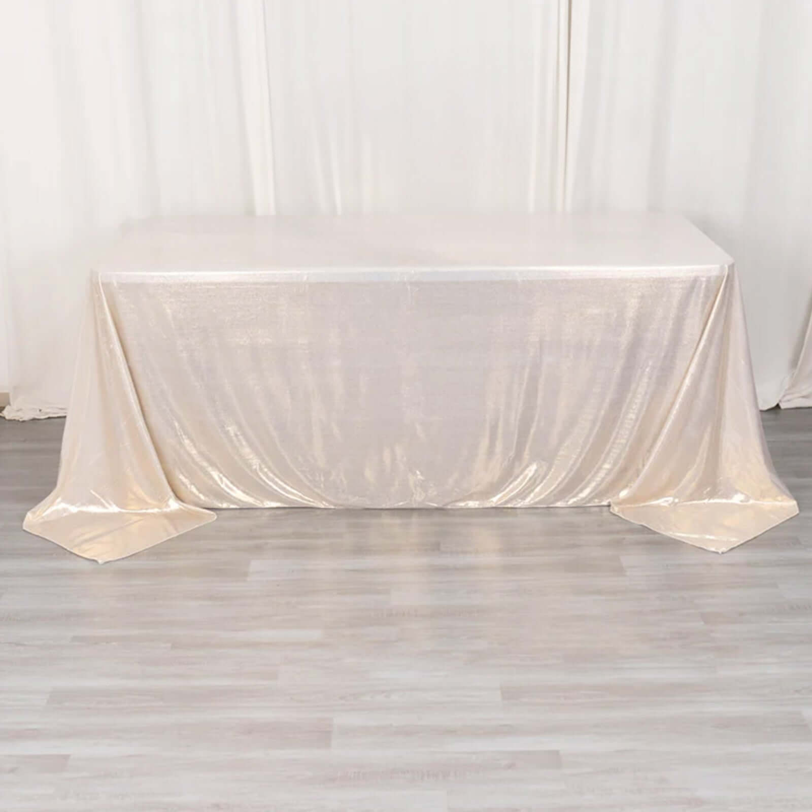 Sequin Dots Polyester 90x132 Rectangle Tablecloth Shimmering Beige - Seamless, Glittering & Wrinkle Free Table Cover