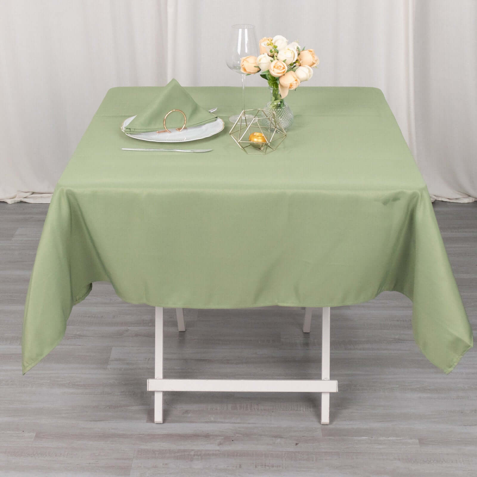 Premium Polyester 54x54 Square Tablecloth Dusty Sage Green - 220GSM Stain and Wrinkle-Resistant Table Cover