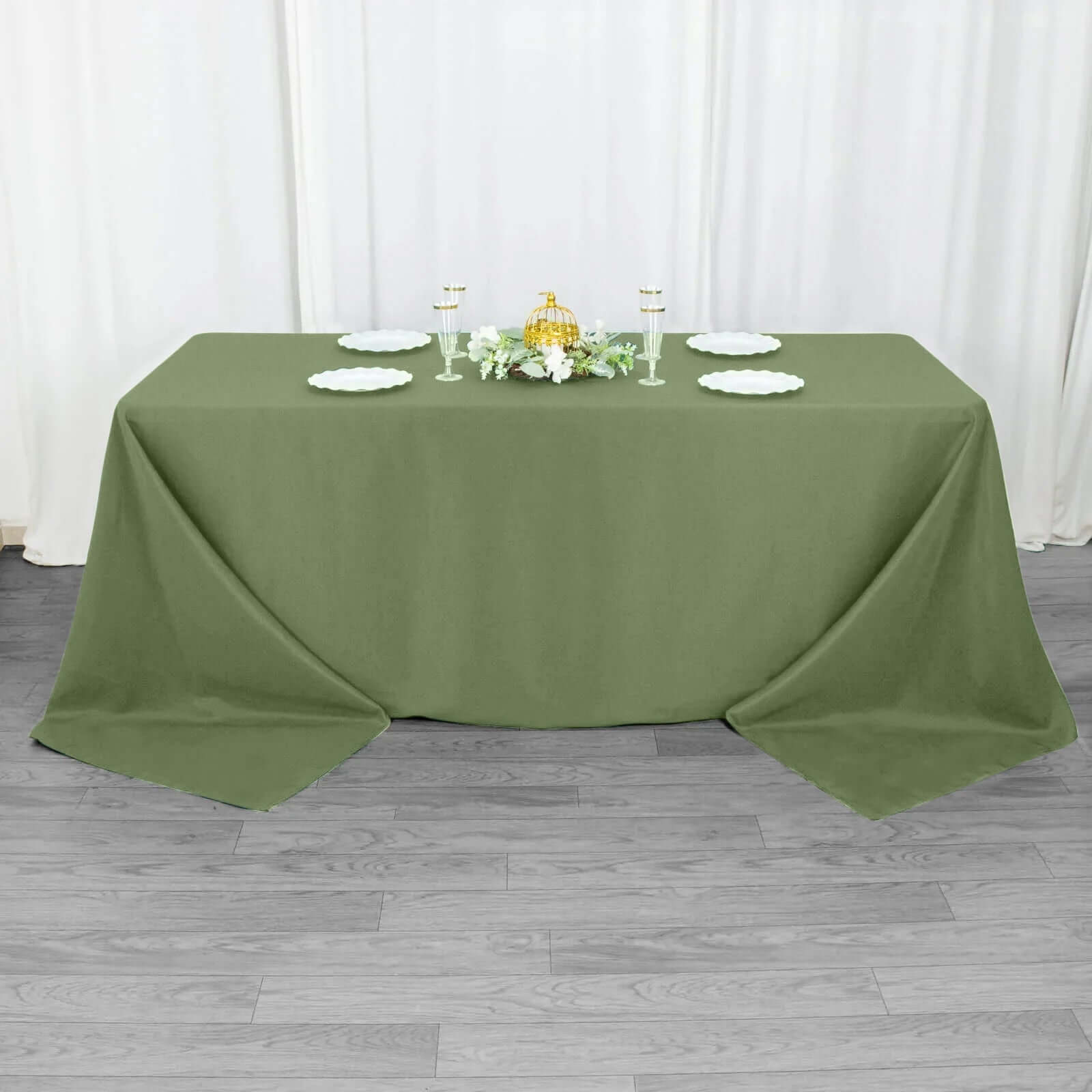 Premium Polyester 90x132 Rectangle Tablecloth Dusty Sage Green - Seamless 220GSM Stain-Resistant Table Cover