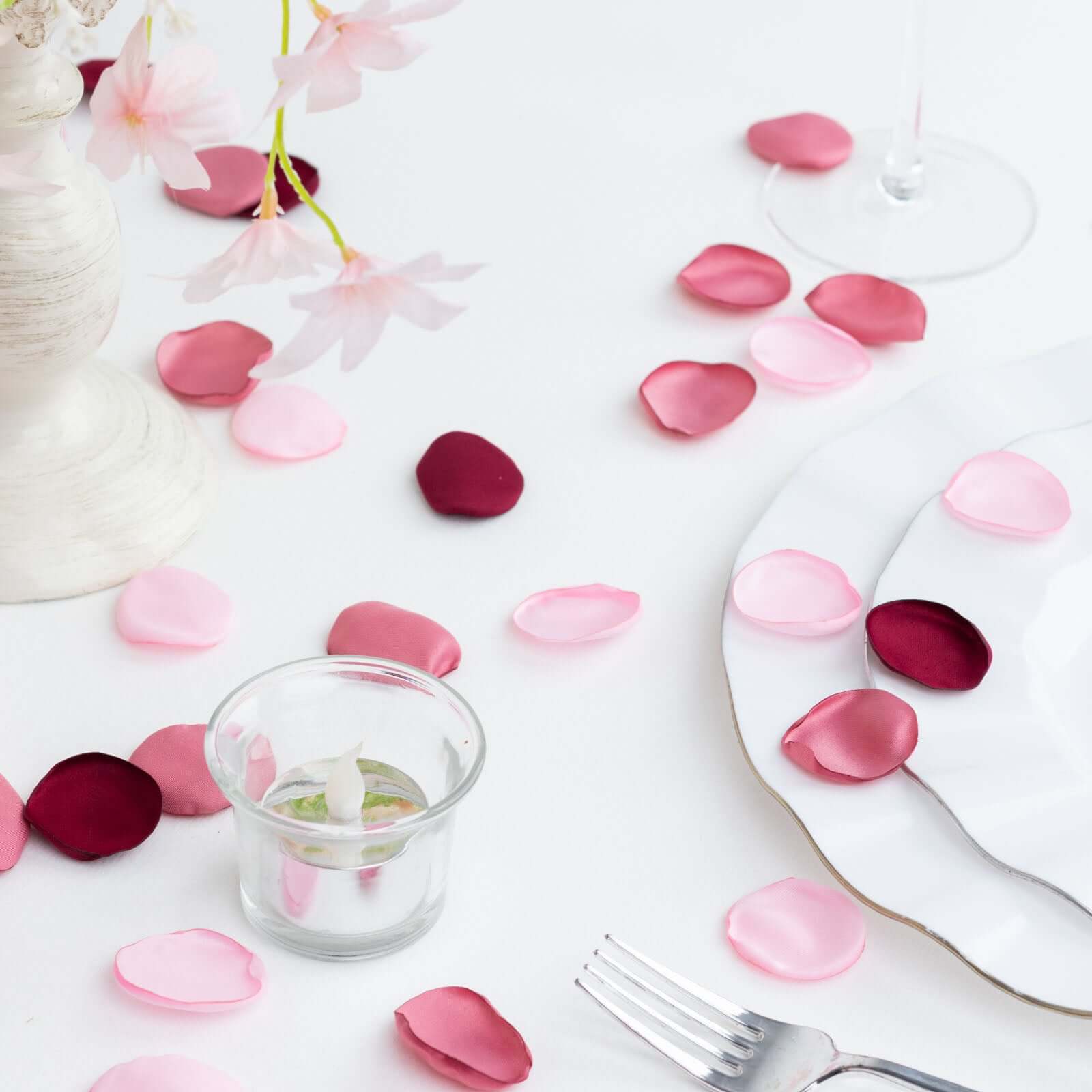 400-Pack Rose Petals Life-Like Flower Confetti Dusty Rose Mix Matte Silk Round - Decorative Event Table Scatters 2