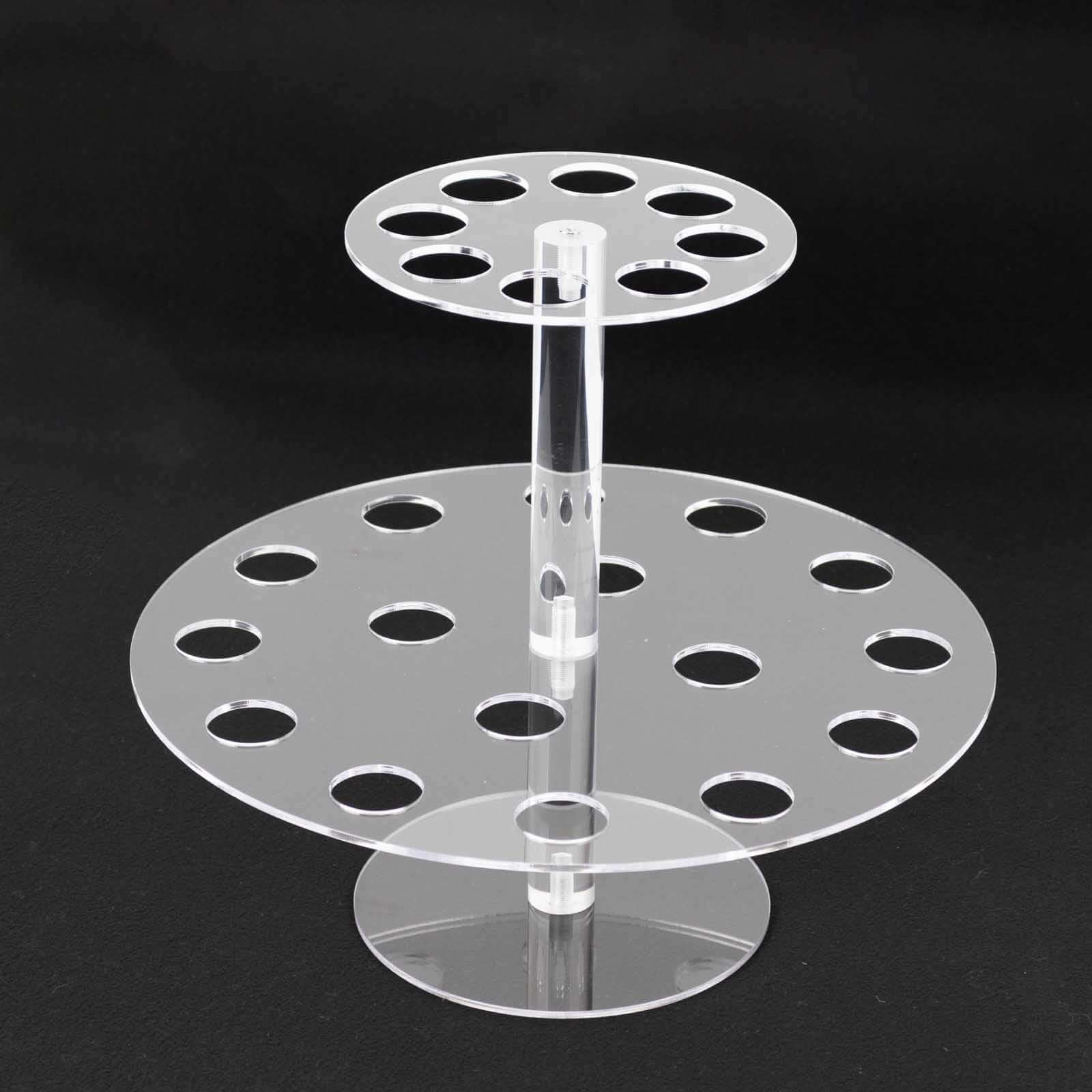 2 Tier Acrylic Round Ice Cream Cone Holder Clear - Sturdy Appetizer Dessert Display Stand with 24-Slots for Easy & Stylish Event Party Table Setup 12