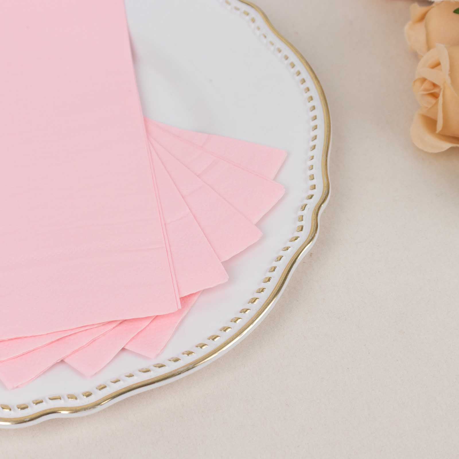 50-Pack Paper Napkins Soft Pink - Disposable 2-Ply Cocktail and Beverage Napkins for Weddings