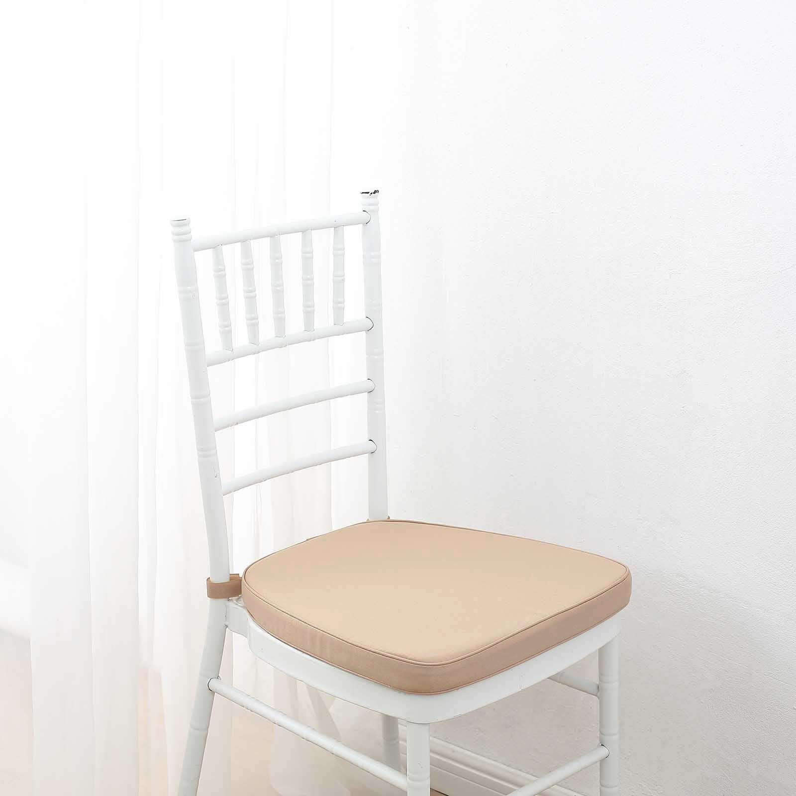 Chiavari Chair Cushion with 1.5 Thick Memory Foam and Ties Nude - Stylish Removable Cover for Comfort