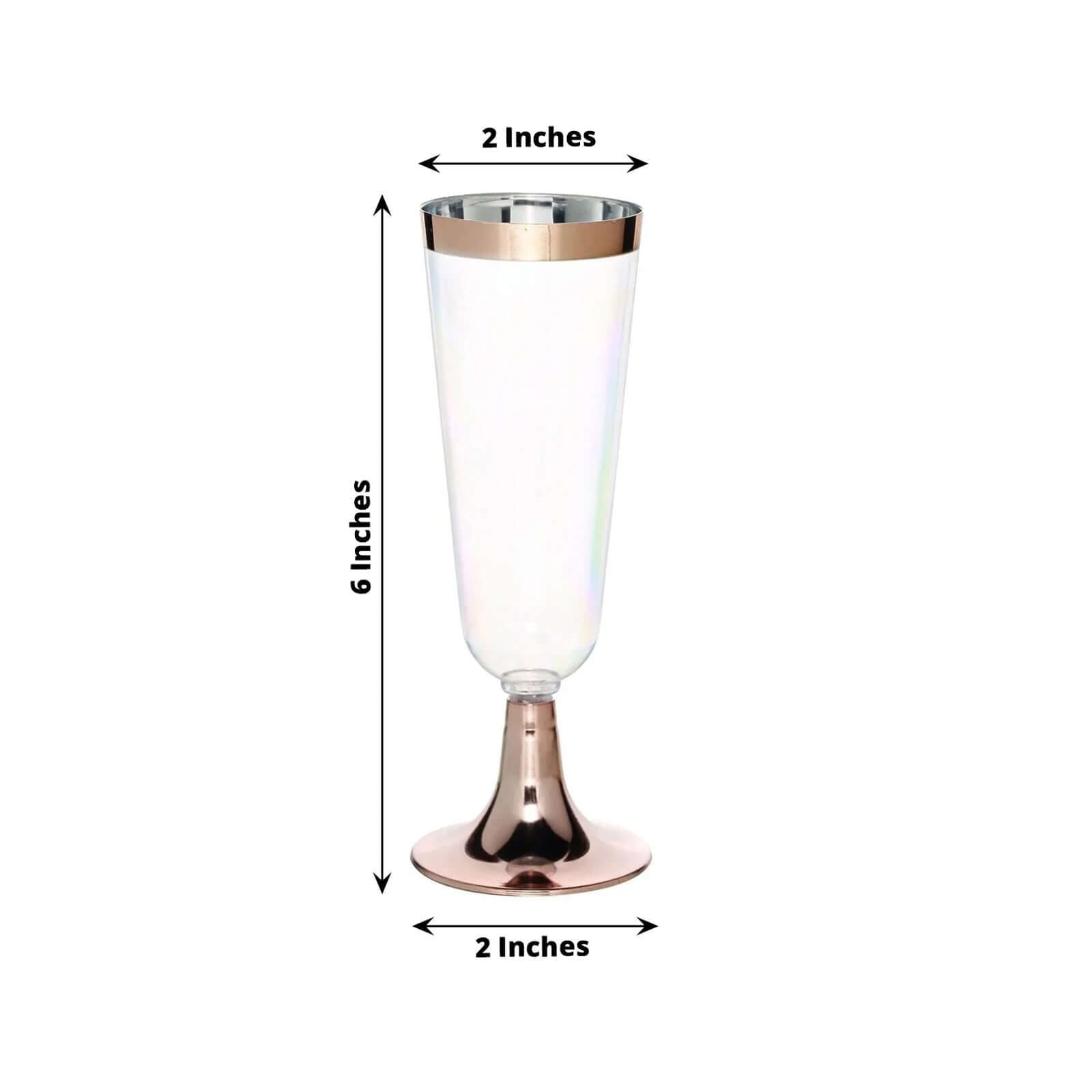 12-Pack Plastic Champagne Flutes Clear with Rose Gold Rim - Sleek Detachable Base Disposable Champagne Glasses for Toasting & Cocktail Parties 5oz