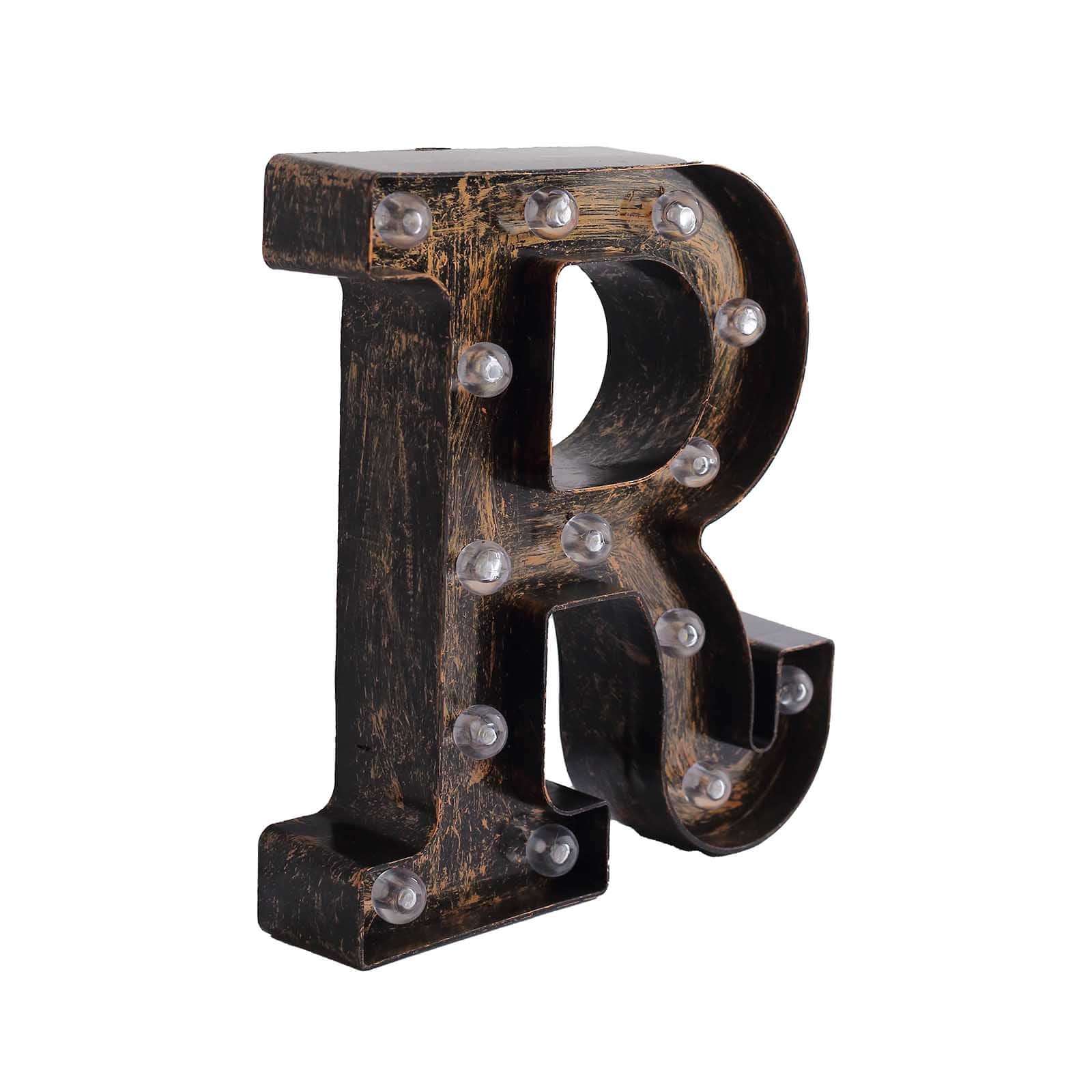 LED Marquee Letter R Industrial Style Antique Black - Light-Up Alphabet Sign for Weddings & Displays 9