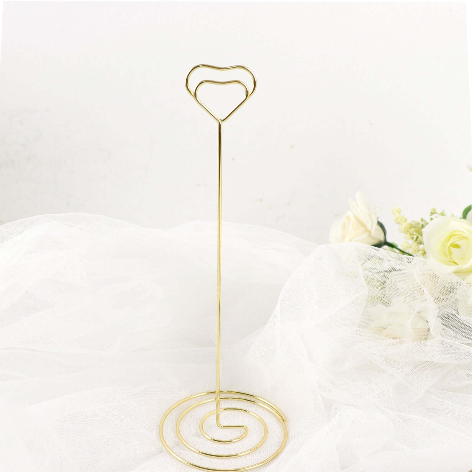 10-Pack Metal Card Holder Stands Heart Design Gold - Table Number Stands and Wedding Place Card Menu Clips 8