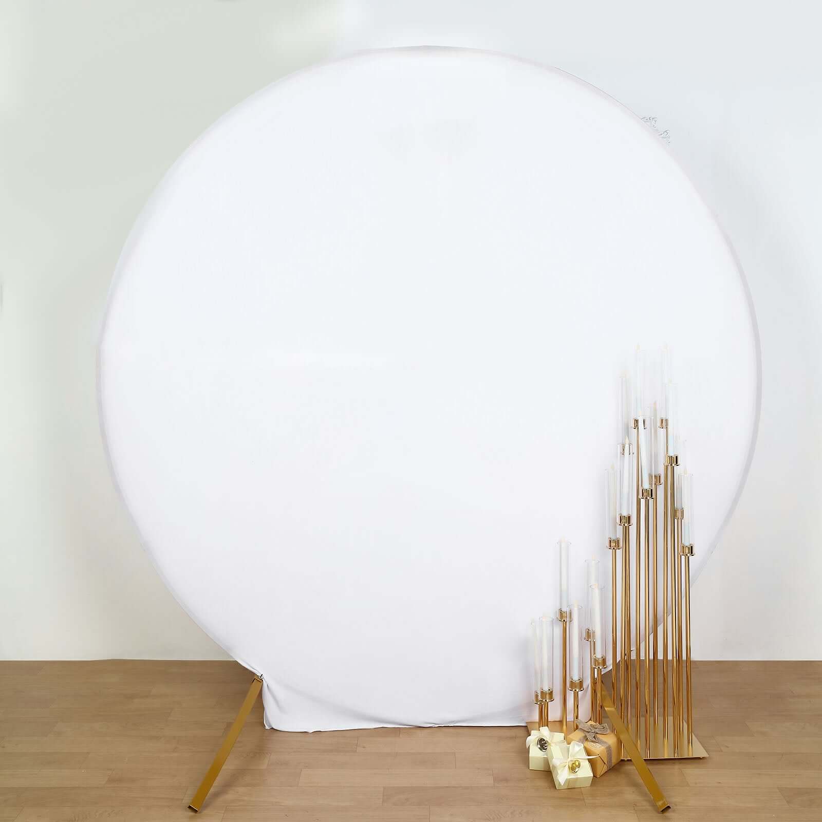 7.5ft White Round Spandex Fit Party Backdrop Stand Cover