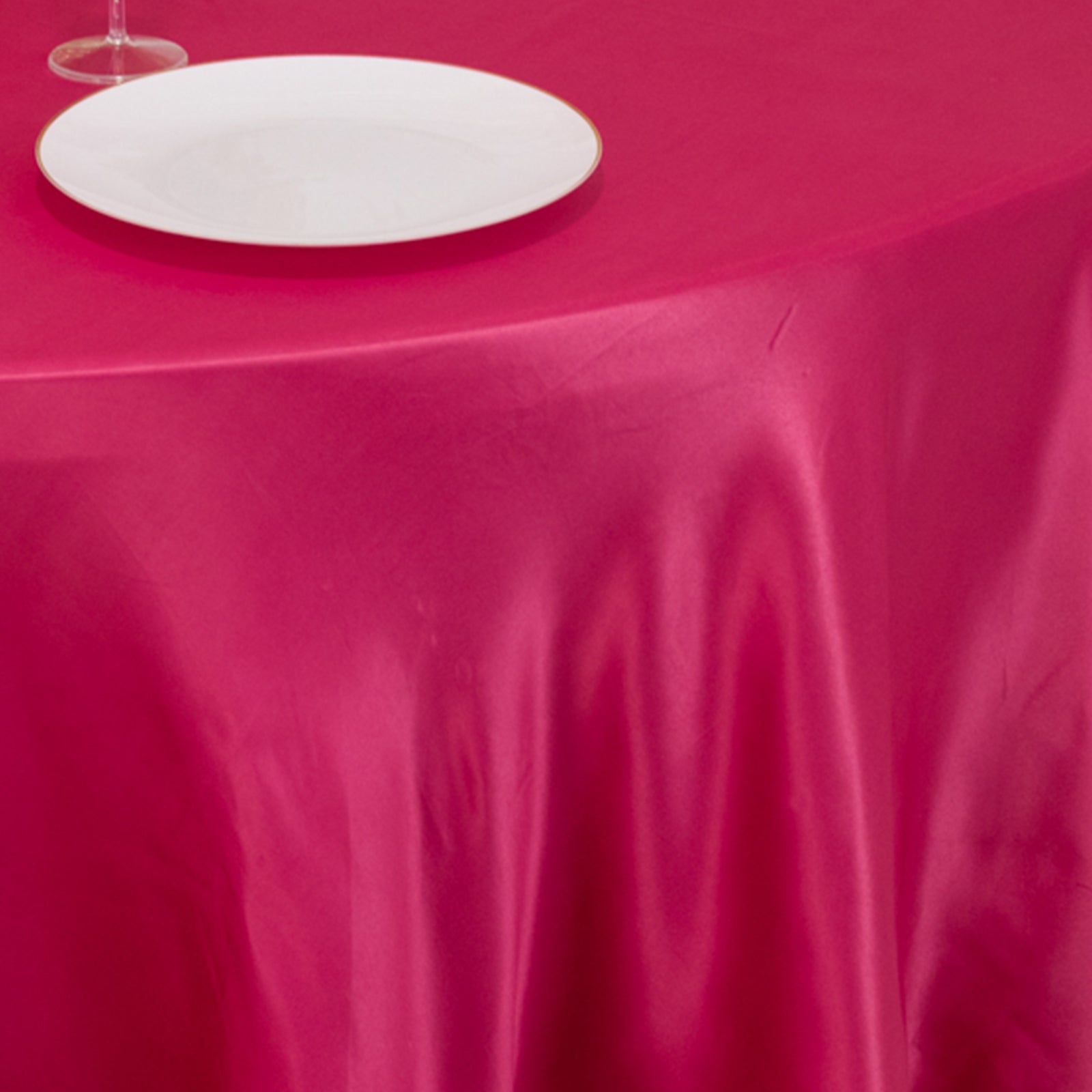 Lamour Satin 120 Round Tablecloth Fuchsia - Seamless Table Cover with Soft Tempered Sheen