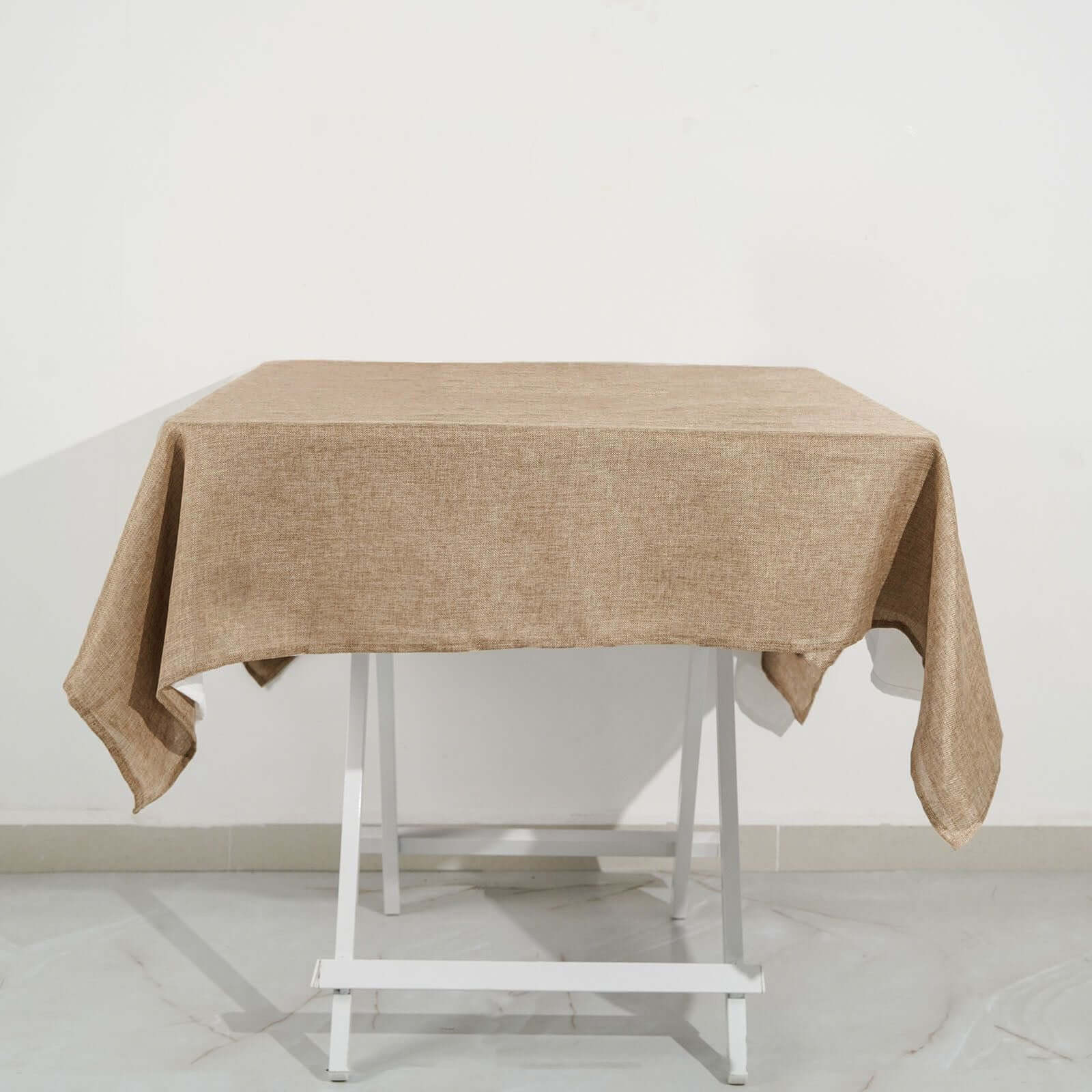 Faux Burlap Jute 54x54 Square Tablecloth Natural - Rustic Event Table Linen