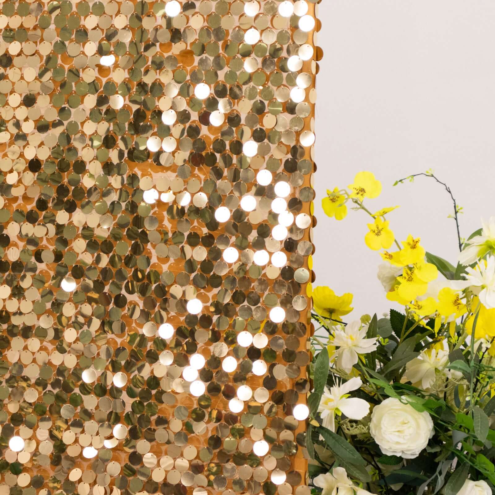 7ft Gold Double Sided Big Payette Sequin Chiara Wedding Arch Cover For Half Moon Backdrop Stand