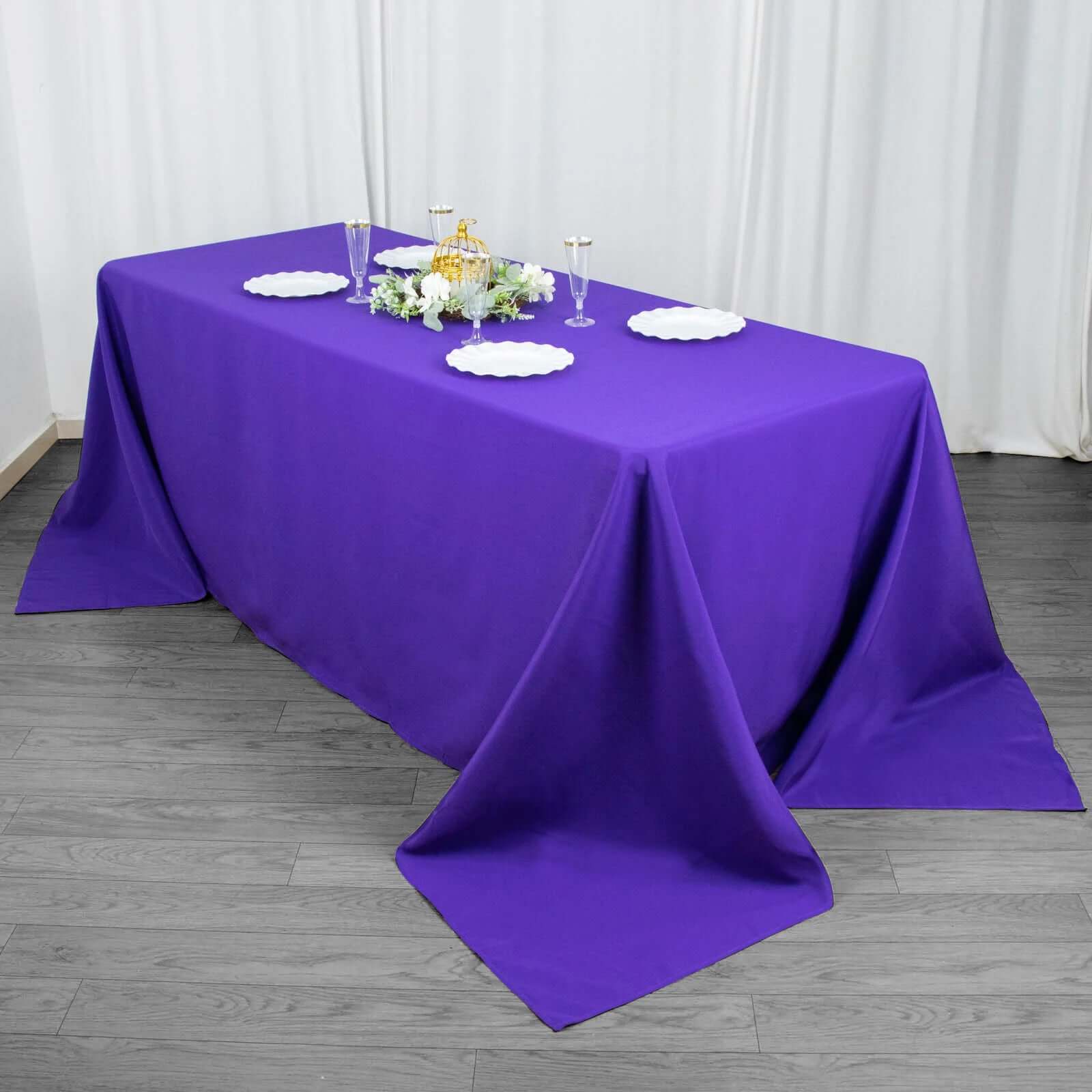 Premium Polyester 90x132 Rectangle Tablecloth Purple - Seamless 220GSM Stain-Resistant Table Cover