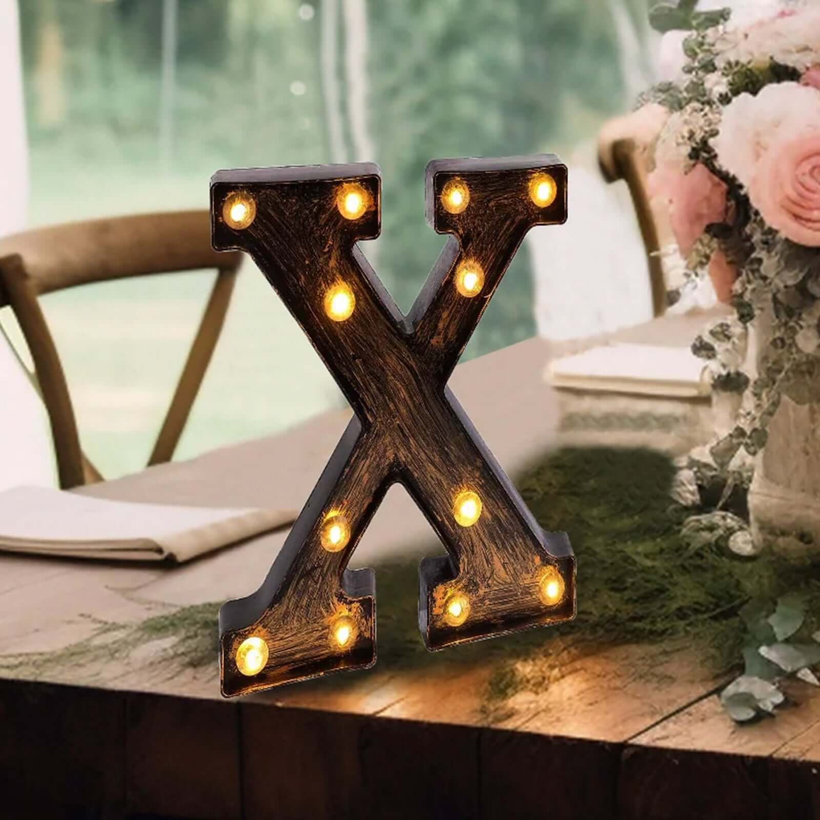 LED Marquee Letter X Industrial Style Antique Black - Light-Up Alphabet Sign for Weddings & Displays 9