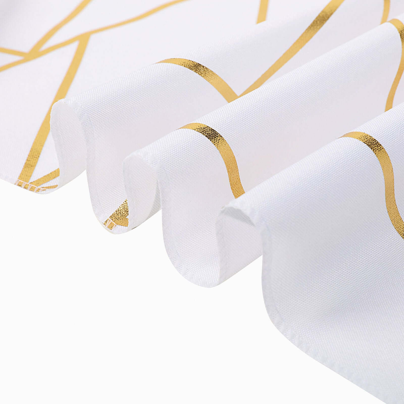 Polyester 9ft Table Runner White with Gold Foil Geometric Pattern - Modern & Stylish Table Decor