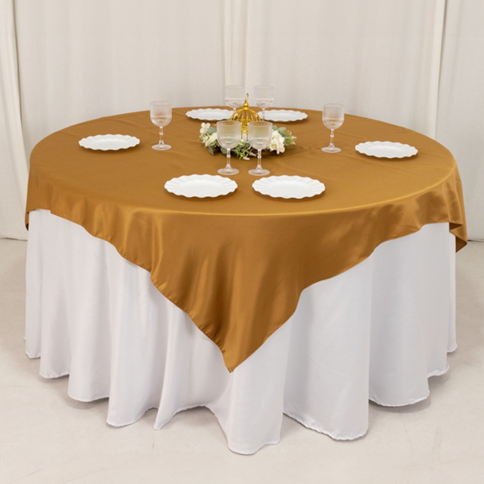 Lamour Satin 72x72 Table Overlay Square Tablecloth Gold - Smooth Finish for Luxurious Events