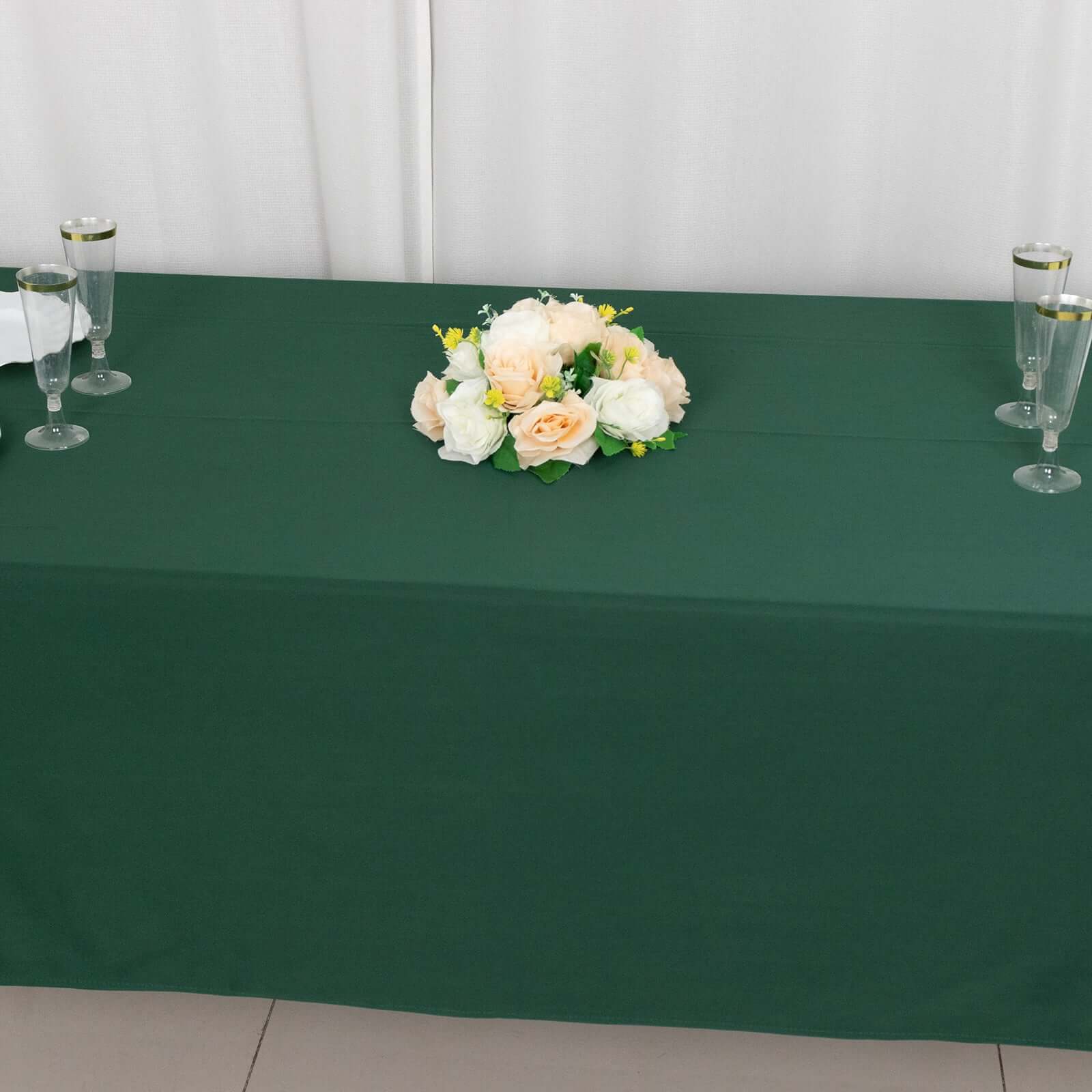 Premium Scuba Rectangular 60x102 Tablecloth Hunter Emerald Green - Wrinkle Free & Stain Resistant Table Cover