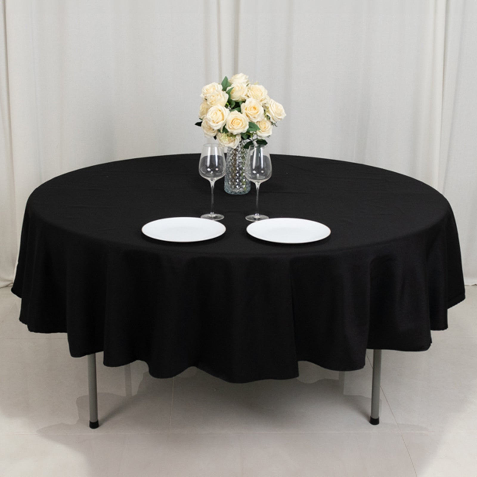 Fire Retardant Premium Polyester 90 Round Tablecloth Black - High-Performance Table Cover