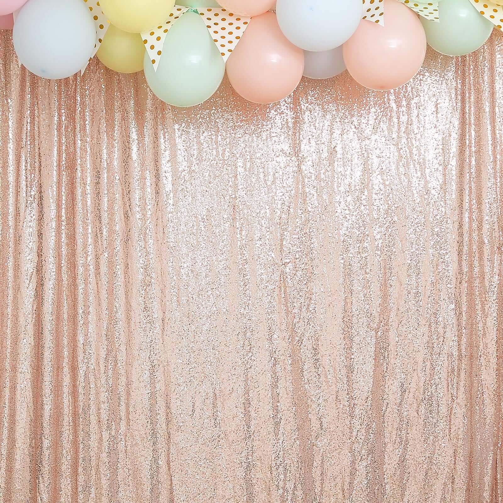 8ftx8ft Blush Sequin Event Curtain Drapes, Backdrop Event Panel