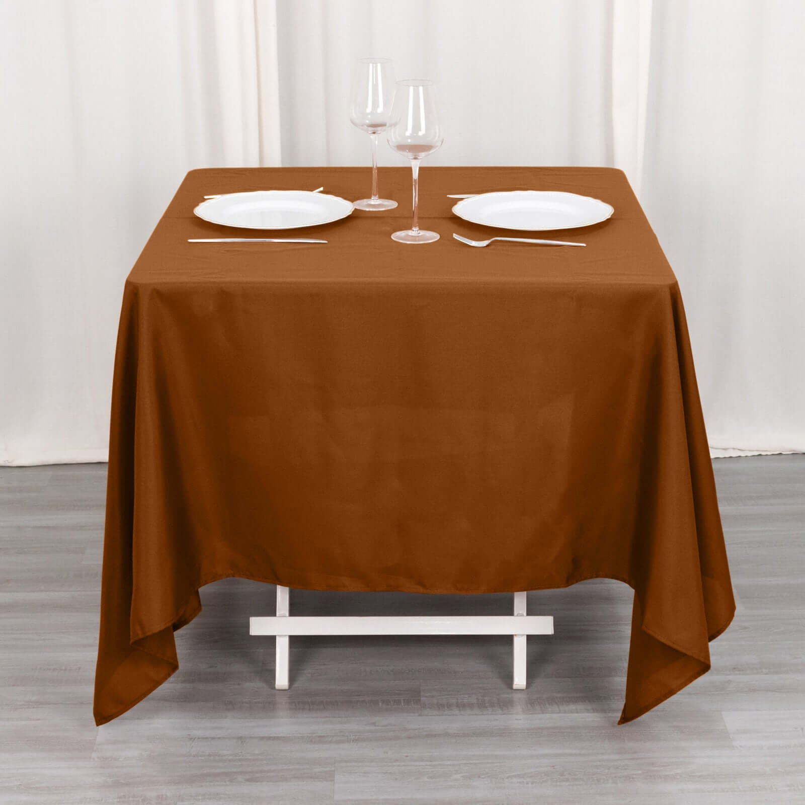 Polyester Square 70x70 Tablecloth Cinnamon Brown - Wrinkle-Resistant & Durable Table Cover