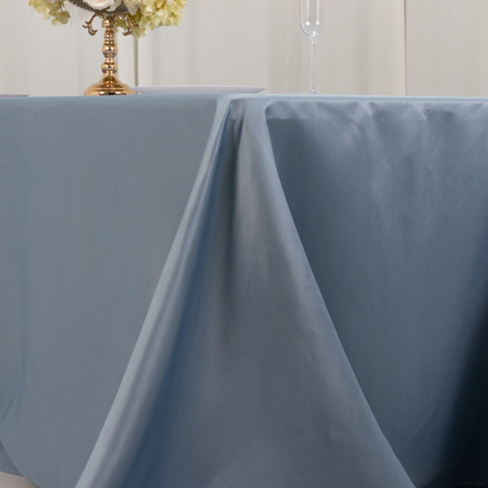 Lamour Satin 90x132 Rectangle Tablecloth Dusty Blue - Soft & Silk-Like Seamless Table Cover