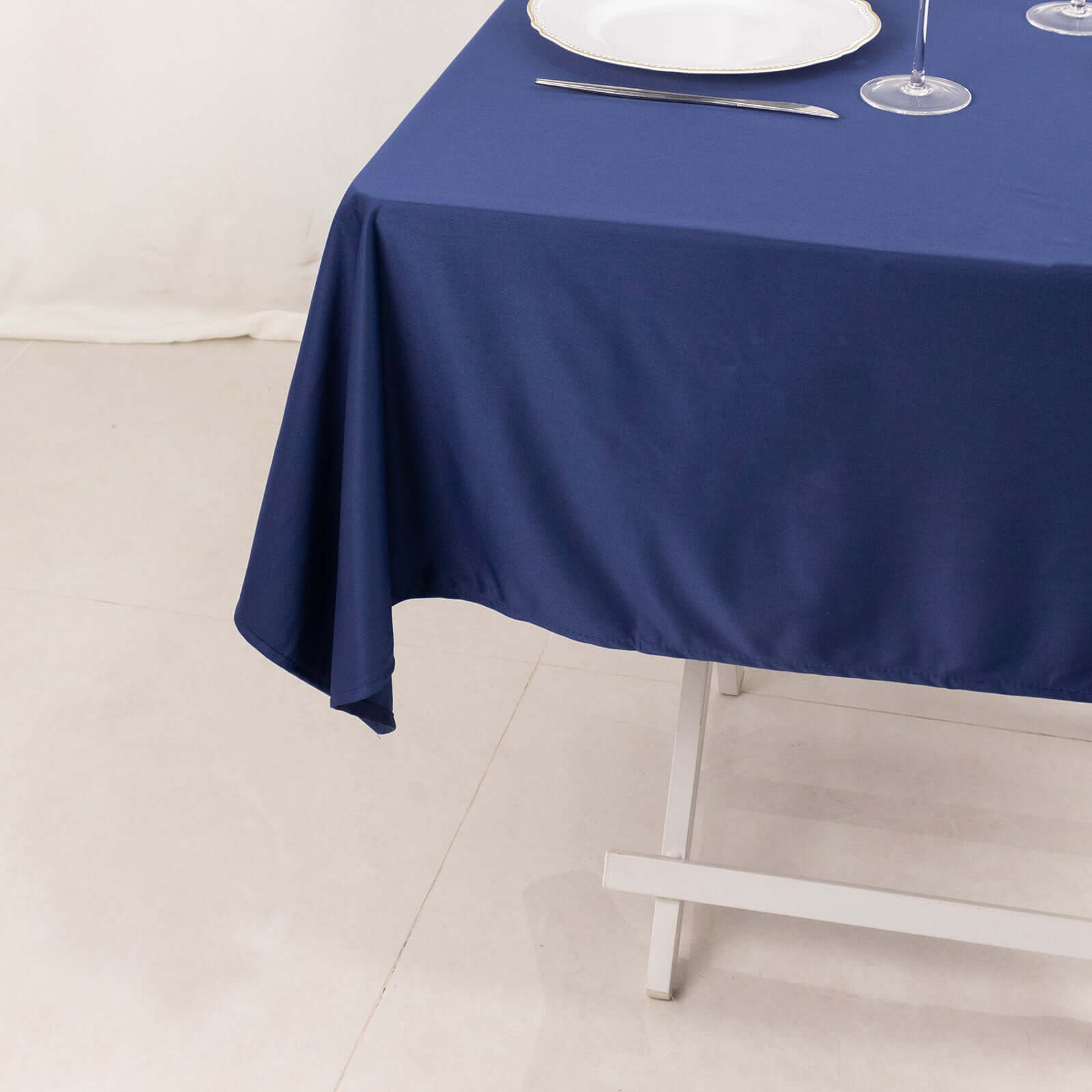 Premium Scuba Square 54x54 Tablecloth Navy Blue - Wrinkle Free & Stain Resistant Table Cover