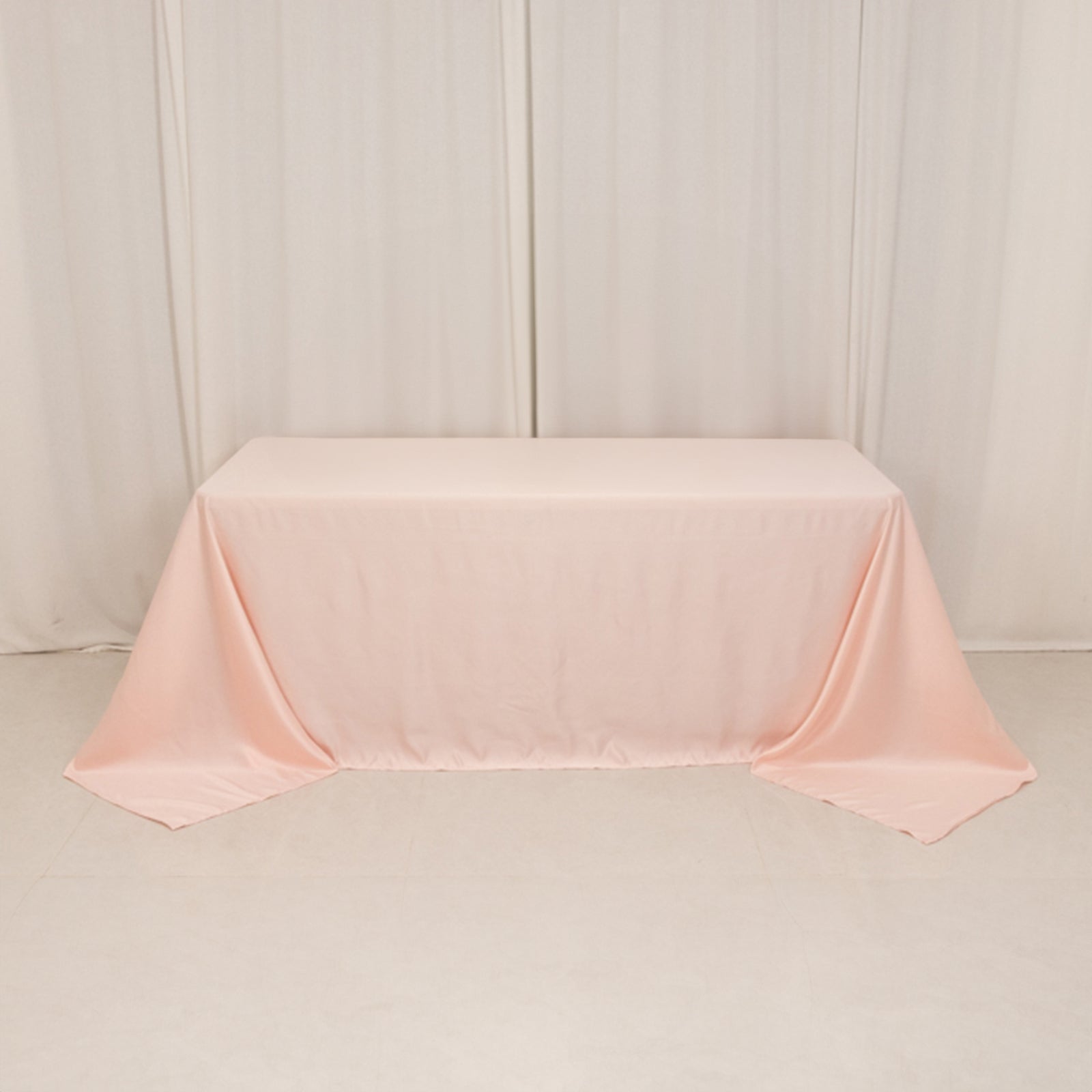 Lamour Satin 90x132 Rectangle Tablecloth Blush - Soft & Silk-Like Seamless Table Cover