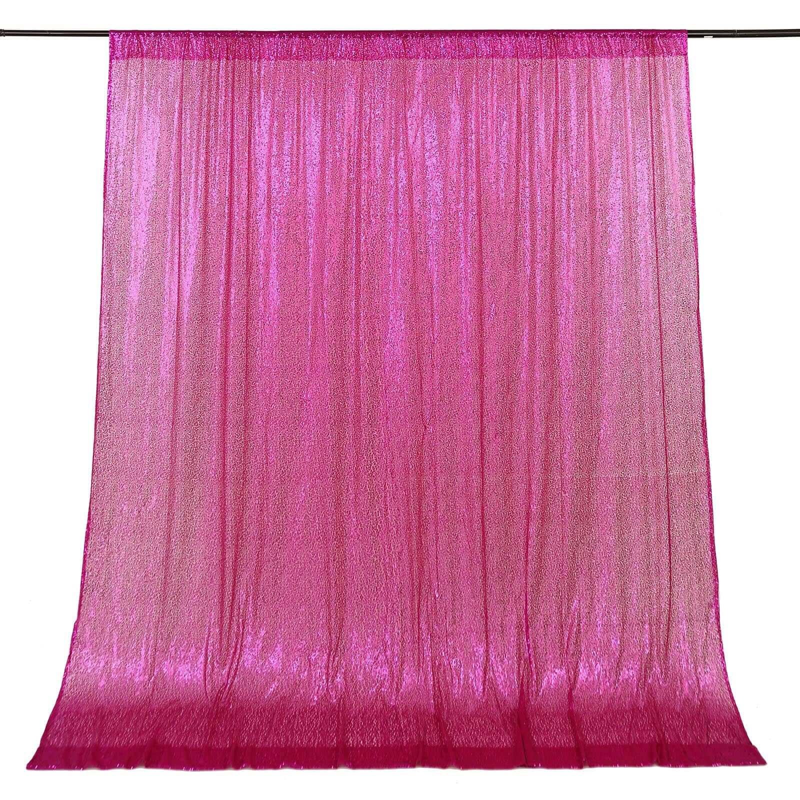 8ftx8ft Fuchsia Sequin Event Curtain Drapes, Backdrop Event Panel