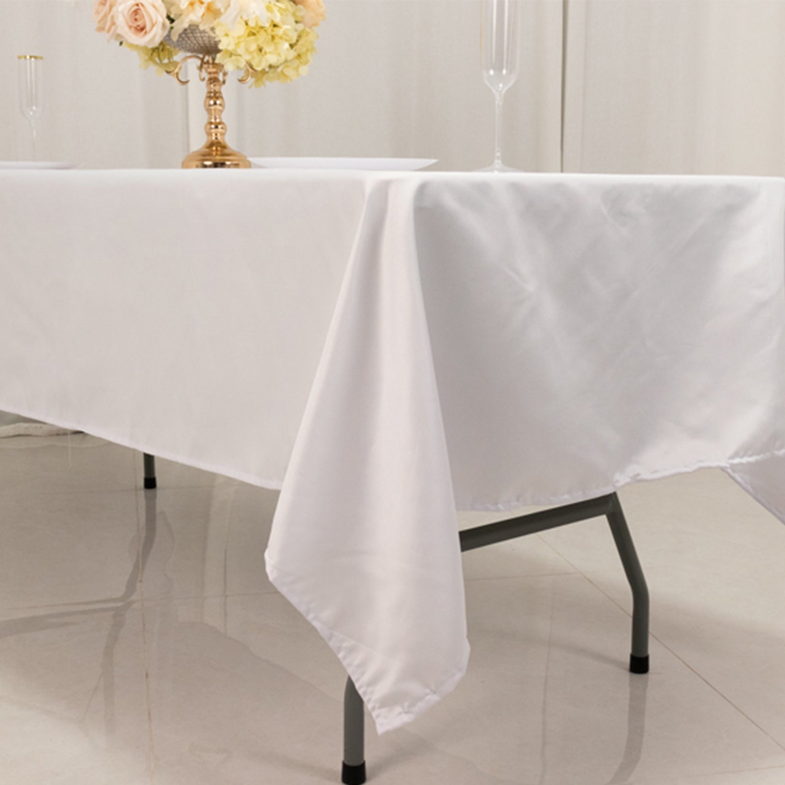 Lamour Satin 60x102 Rectangle Tablecloth White - Durable & Silky Soft Feel Table Cover for Weddings & Banquets