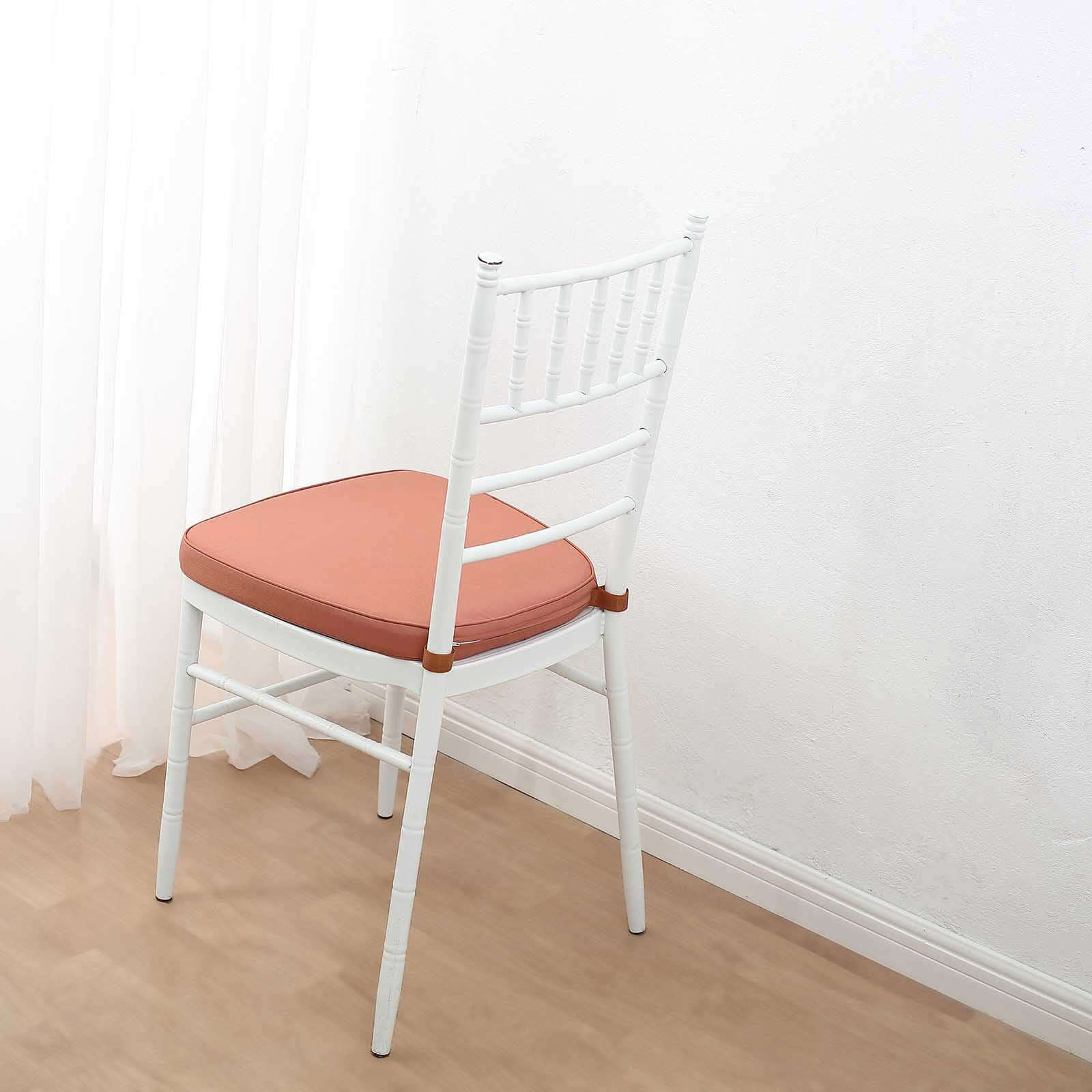 Chiavari Chair Cushion with 1.5 Thick Memory Foam and Ties Terracotta (Rust) - Stylish Removable Cover for Comfort