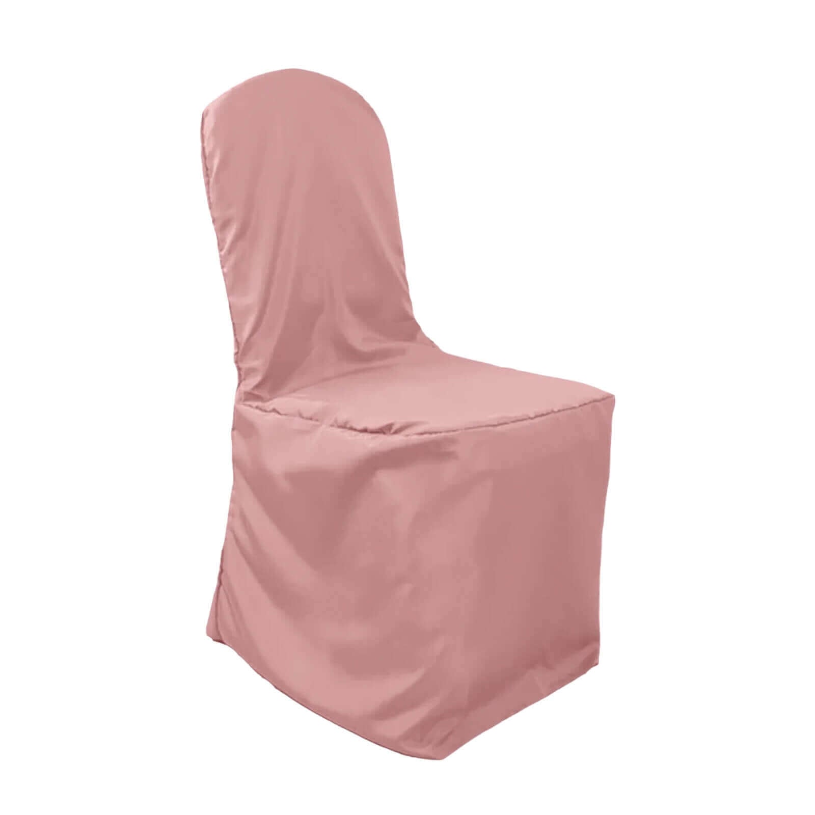 10 Pack Polyester Chair Cover for Banquet Chairs Dusty Rose - Stain-Resistant Reusable Slip-On Slipcover