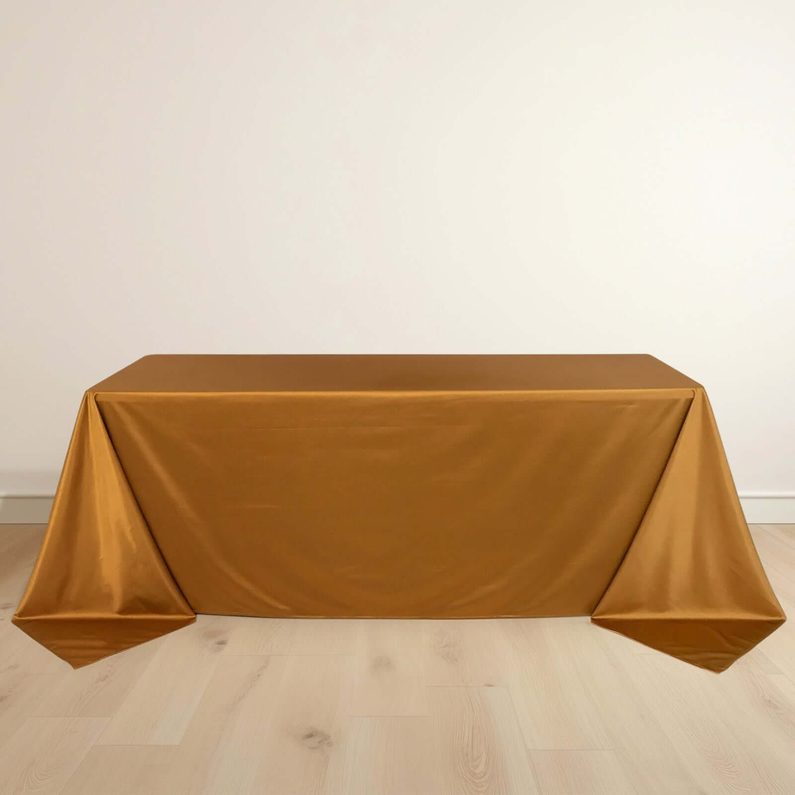 Premium Scuba Rectangular 90x132 Tablecloth Shimmering Gold - Wrinkle Free & Stain Resistant Seamless Table Cover for Weddings and Parties