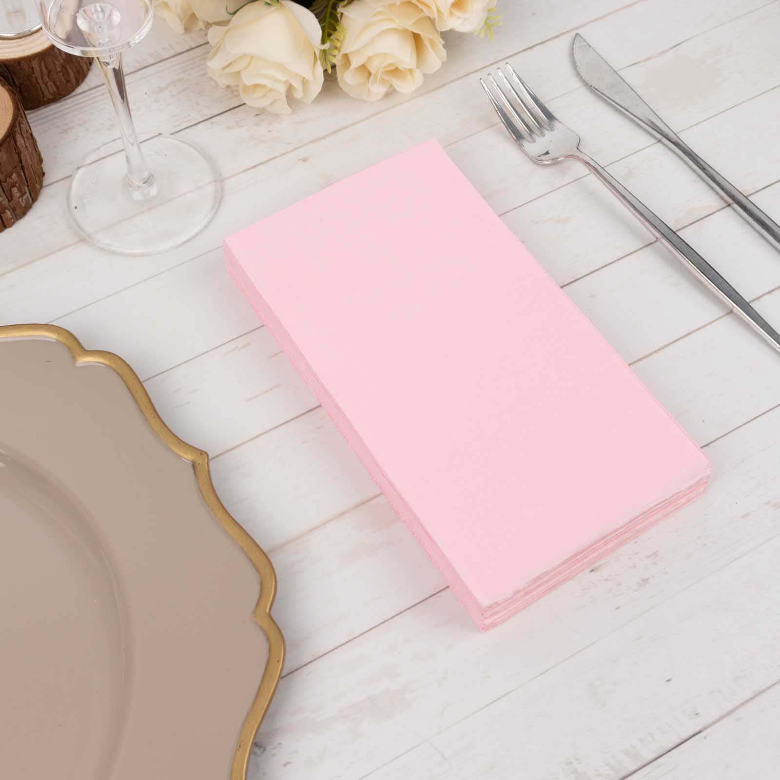 50-Pack Paper Napkins Soft Pink - Disposable 2-Ply Cocktail and Beverage Napkins for Weddings