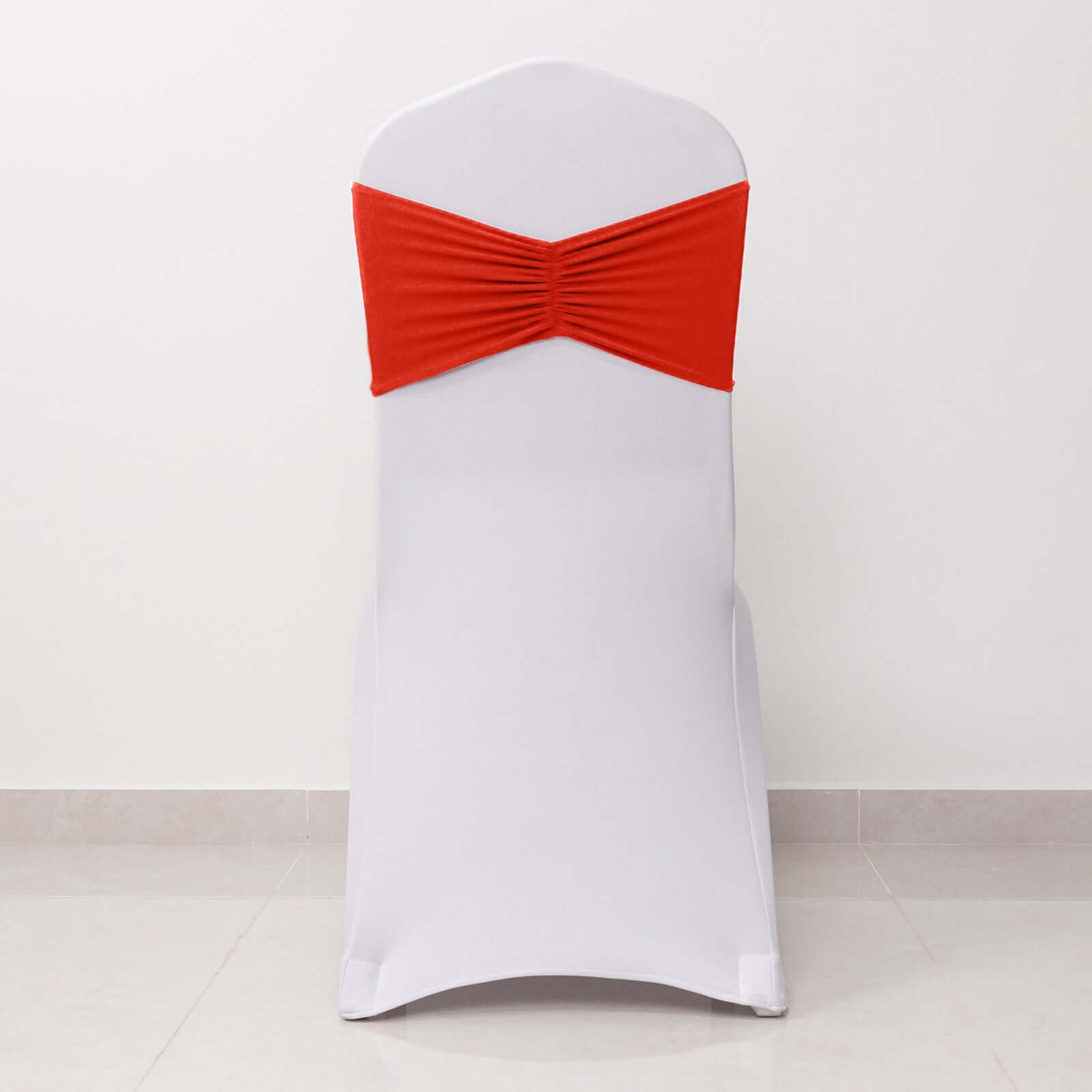 5 Pack Spandex Chair Sashes Red Ruffled Style - Wide Easy to Use Stretch Chair Bands 8x13