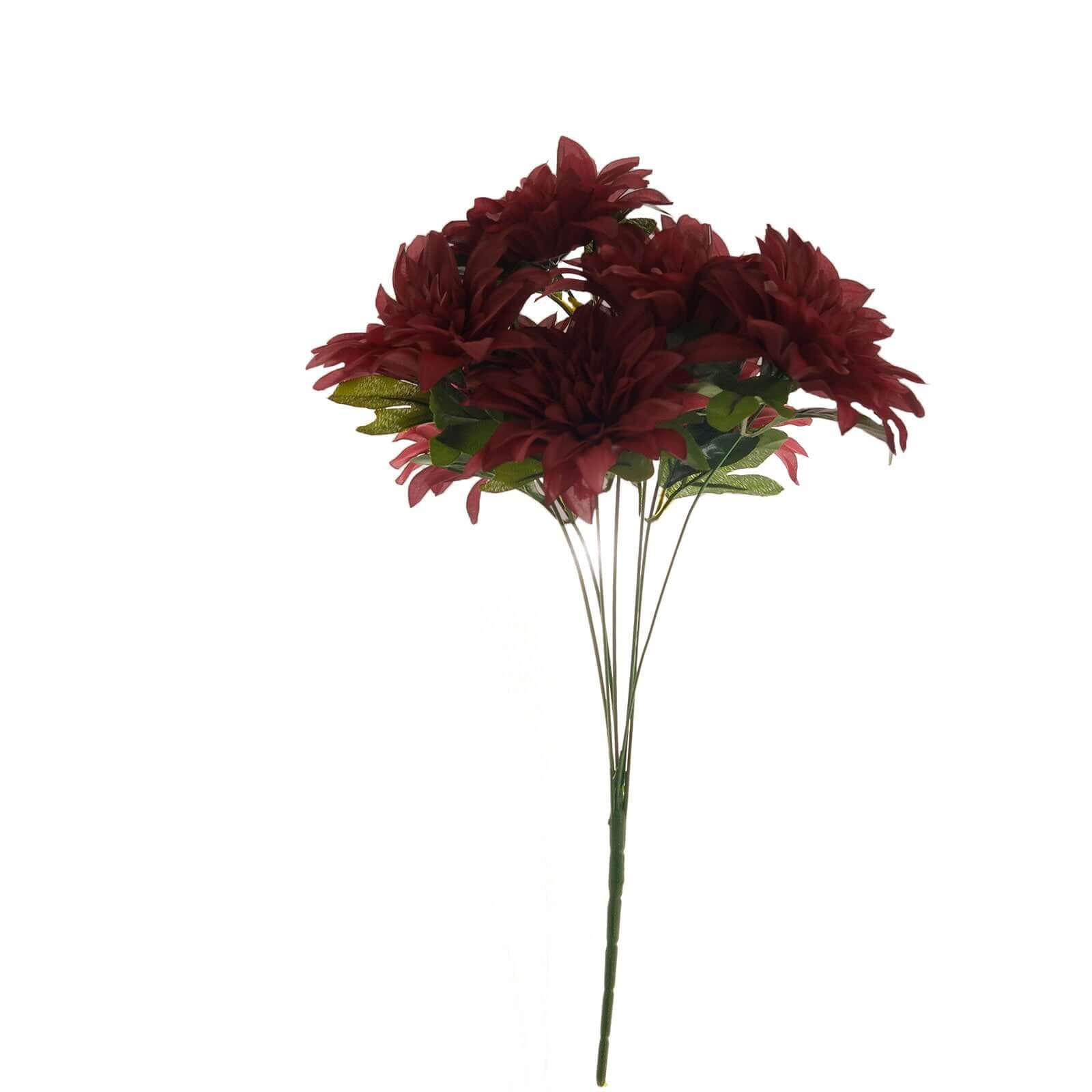 2 Bouquets 20 Burgundy Artificial Silk Dahlia Flower Spray Bushes