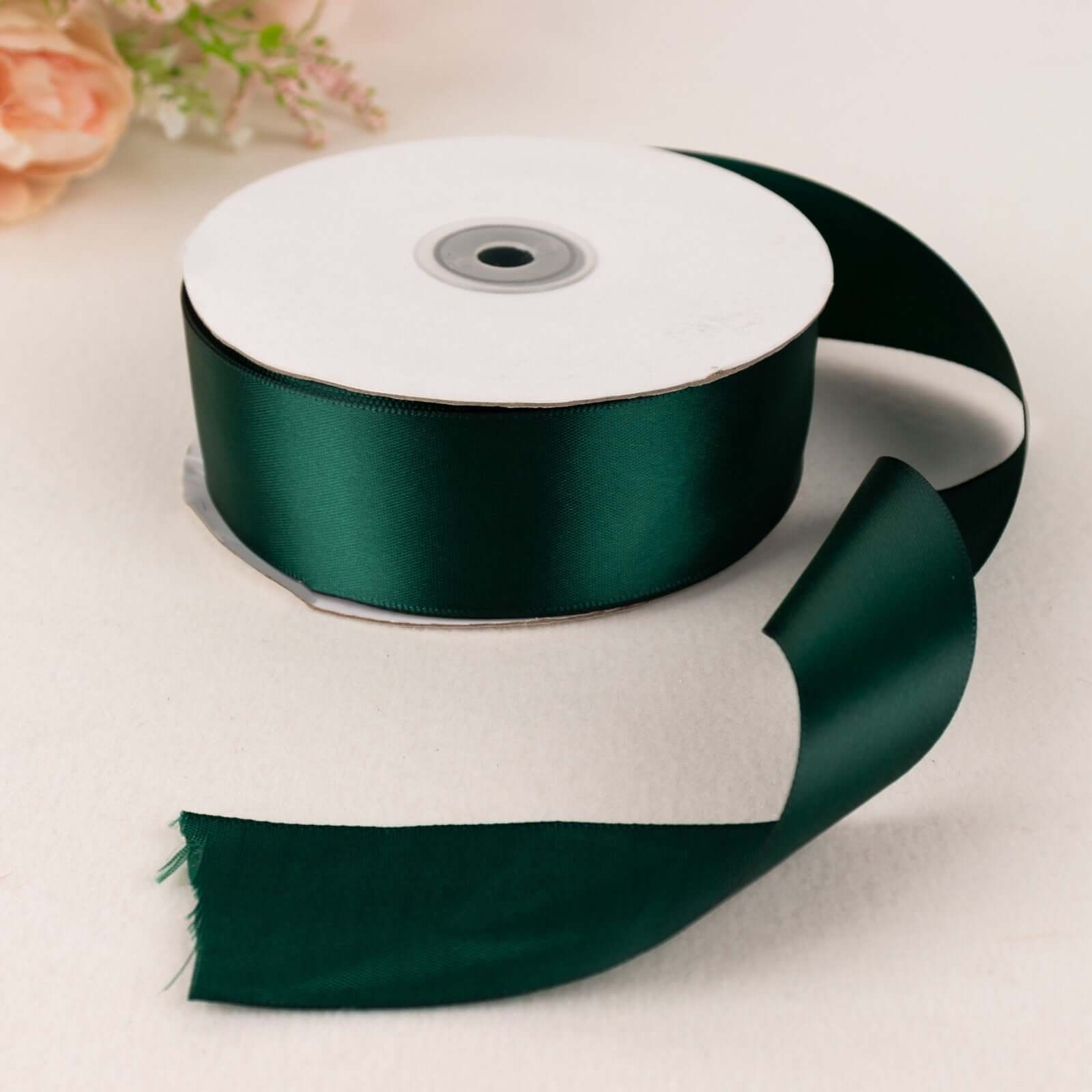 50 Yards 1.5 Hunter Emerald Green Single Face Decorative Satin Ribbon