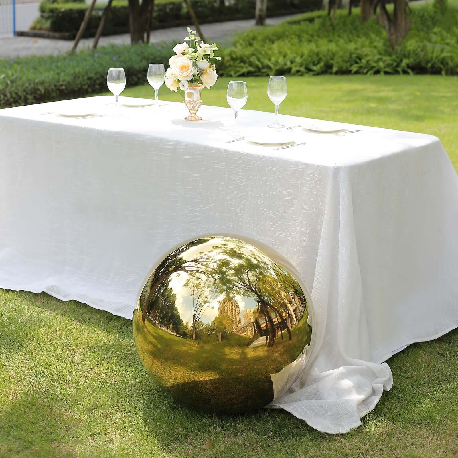 Gazing Globe Mirror Ball Reflective Hollow Stainless Steel Gold Sphere - Decorative Garden Accent Piece 20