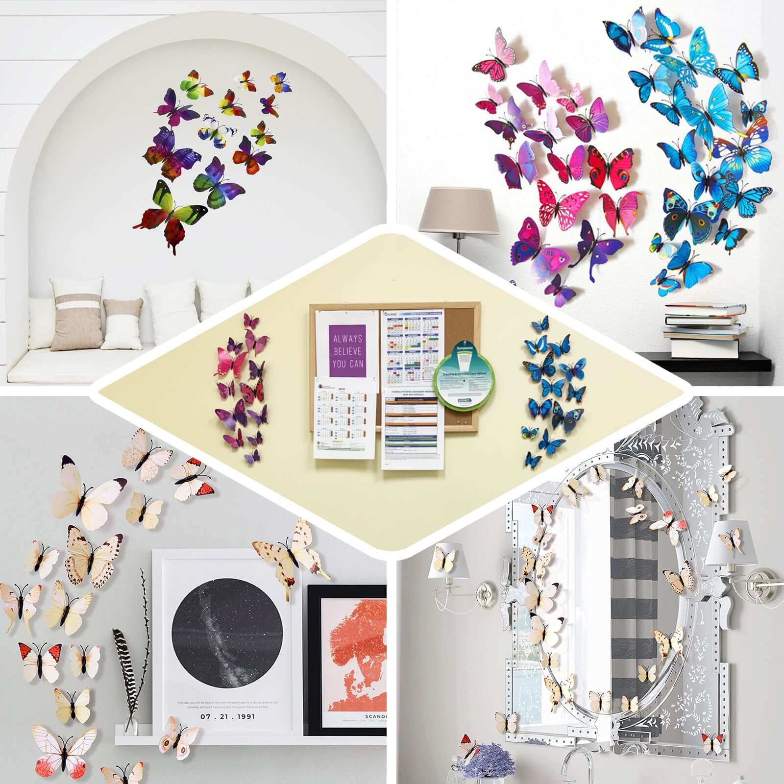 12-Pack 3D Butterfly Wall Decals, DIY Stickers Decorative Purple Collection Removable Design