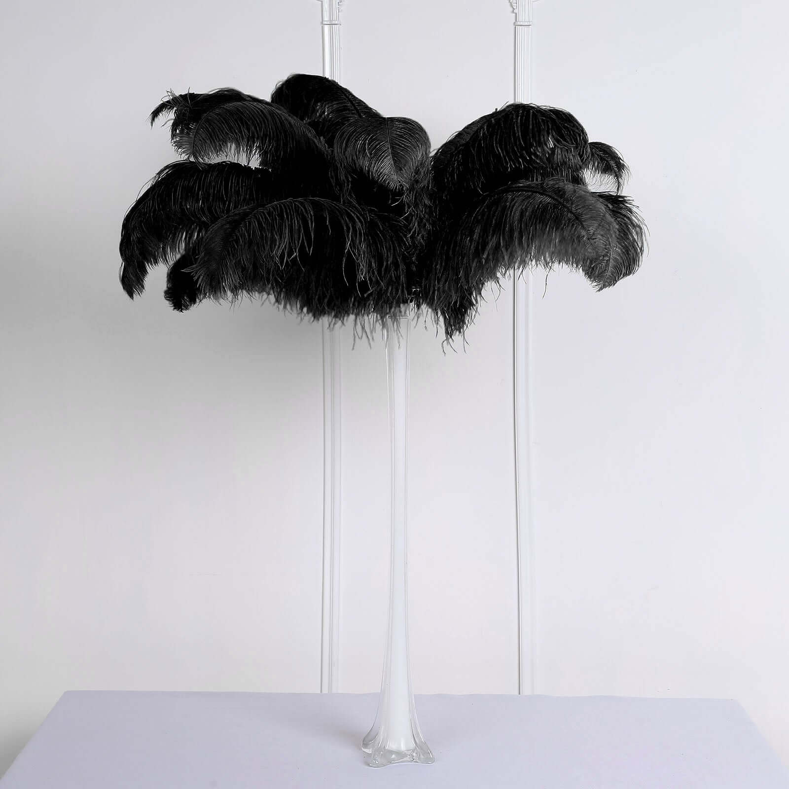 12 Pack Black Natural Plume Ostrich Feathers Centerpiece Filler - 24-26