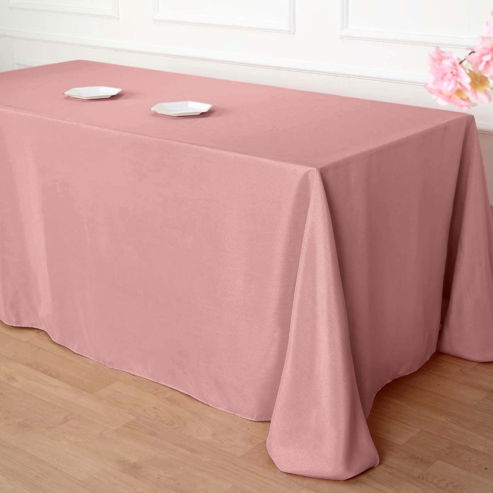 Polyester 90x156 Rectangle Tablecloth Dusty Rose - Seamless Wrinkle-Resistant Table Cover