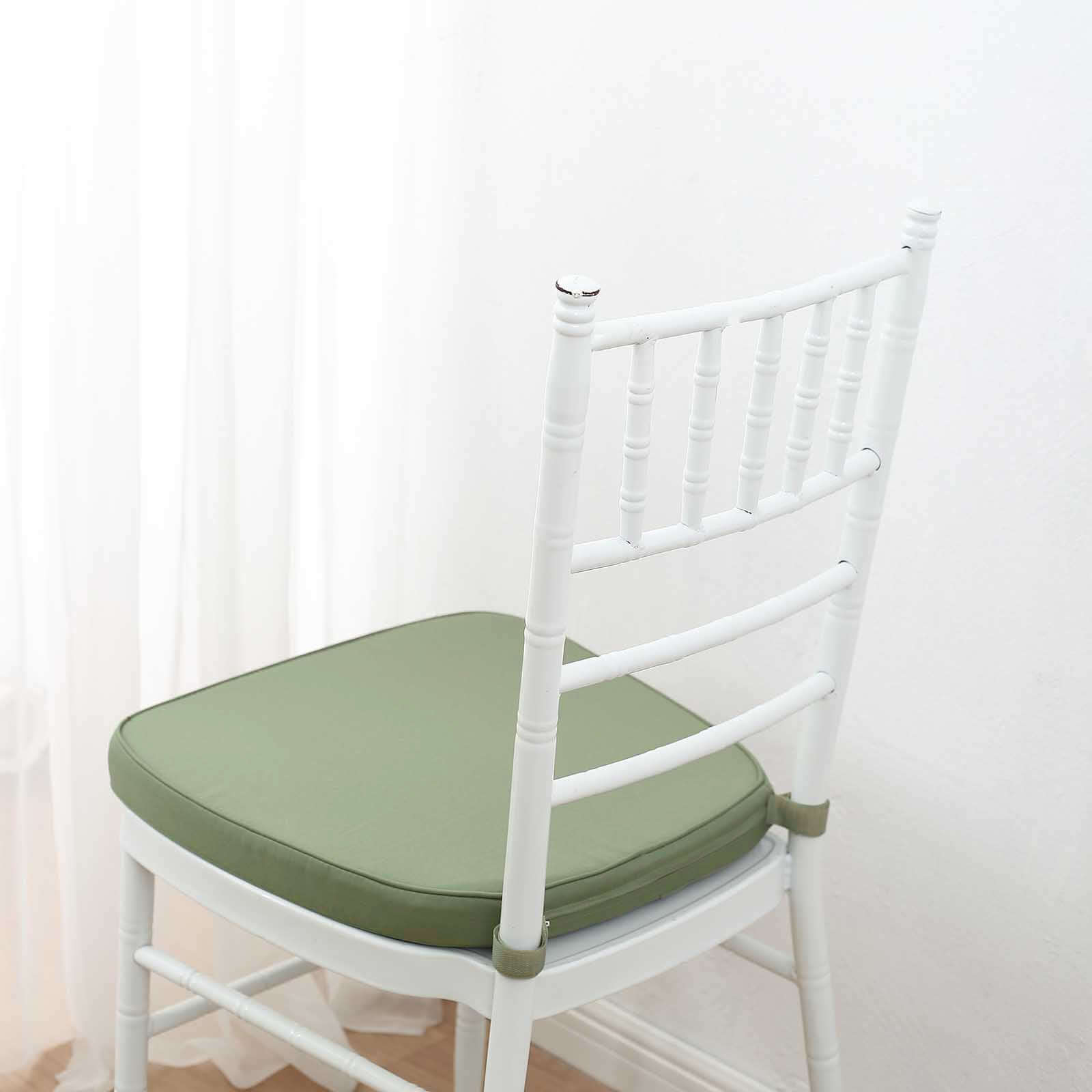 Chiavari Chair Cushion with 1.5 Thick Memory Foam and Ties Dusty Sage Green - Stylish Removable Cover for Comfort