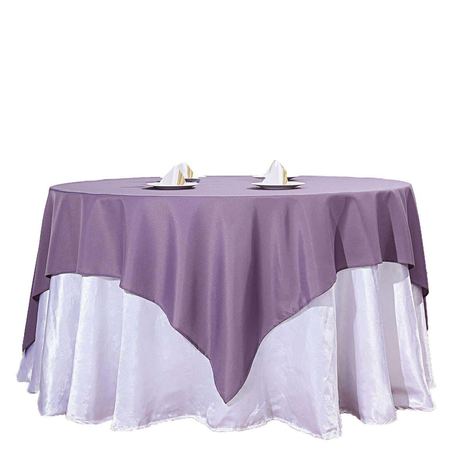 Polyester 70x70 Table Overlay Square Tablecloth Violet Amethyst - Wrinkle-Resistant & Durable Table Cover