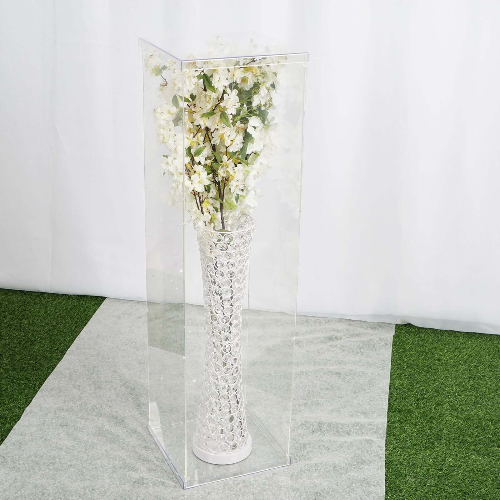 40 Floor Standing Clear Acrylic Display Box, Transparent Pedestal Riser with Interchangeable Lid and Base