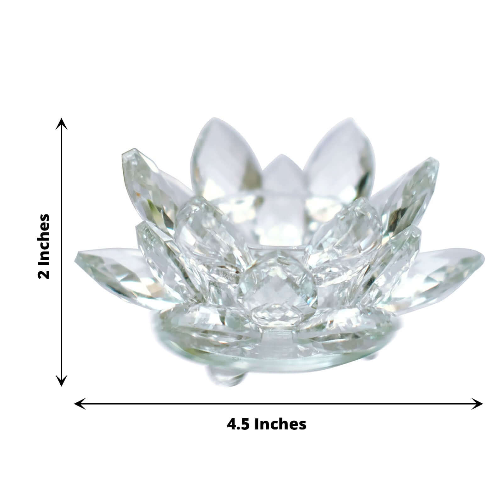 2 Pack Clear 4.5 Crystal Glass Lotus Flower Votive Candle Holders, Tealight Taper Candle Stands