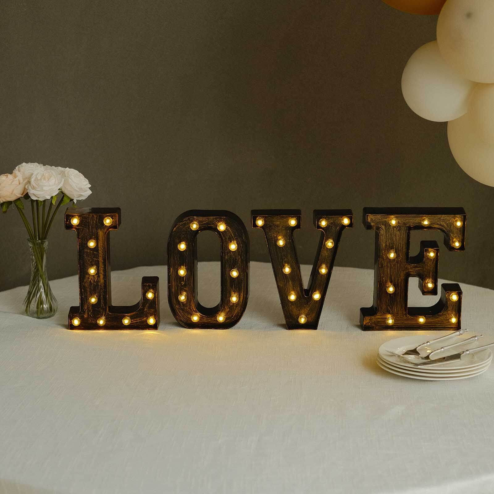 LED Marquee Letter V Industrial Style Antique Black - Light-Up Alphabet Sign for Weddings & Displays 9